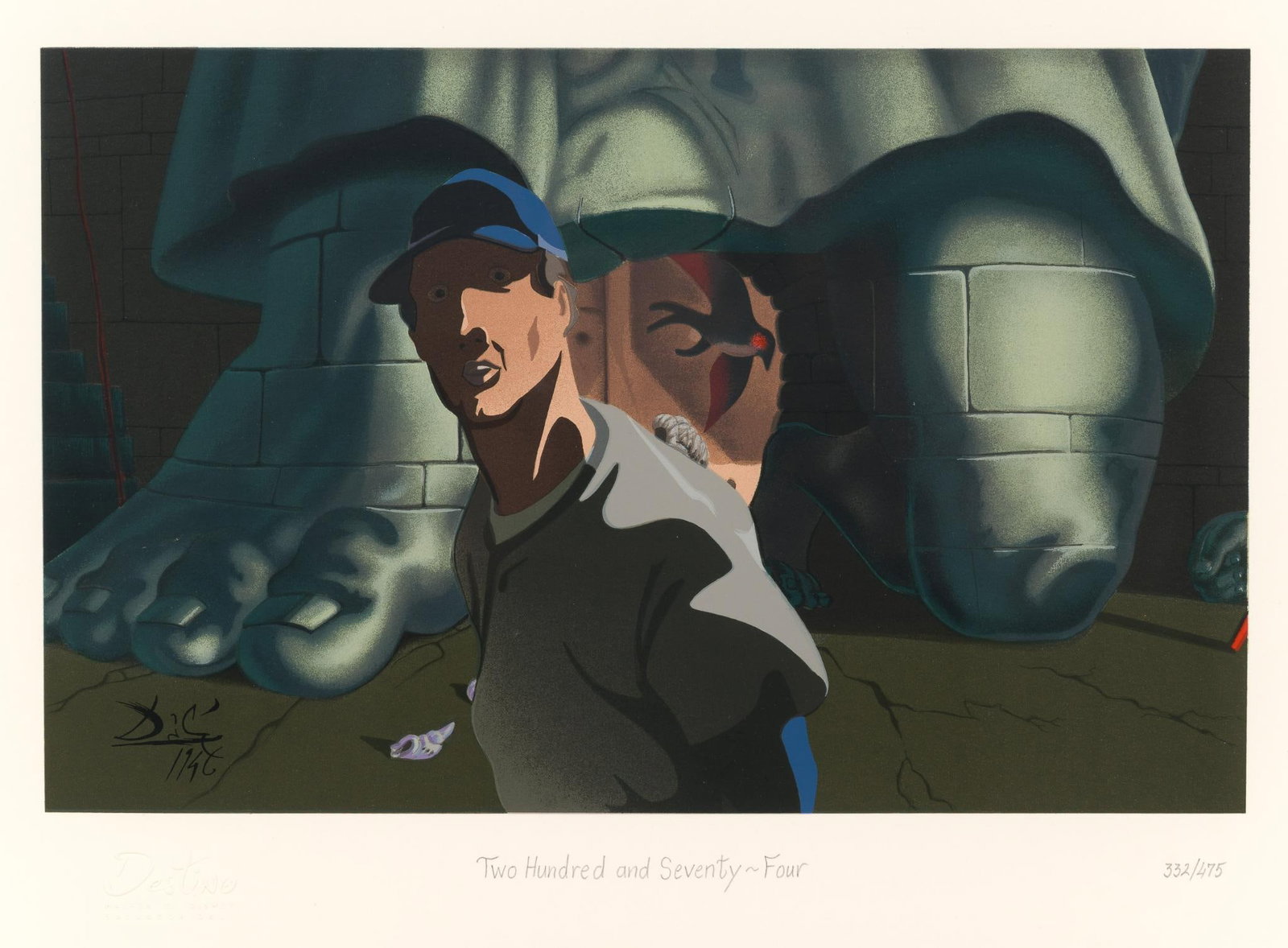 Salvador Dali "Destino #274" Serigraph: Stamped Destino Walter E. Disney Salvador Dali lower left side. Edition 352/475. Destino was storyboarded by Disney studio artist John Hench and artist Salvador Dali for eight months in late 1945 and 