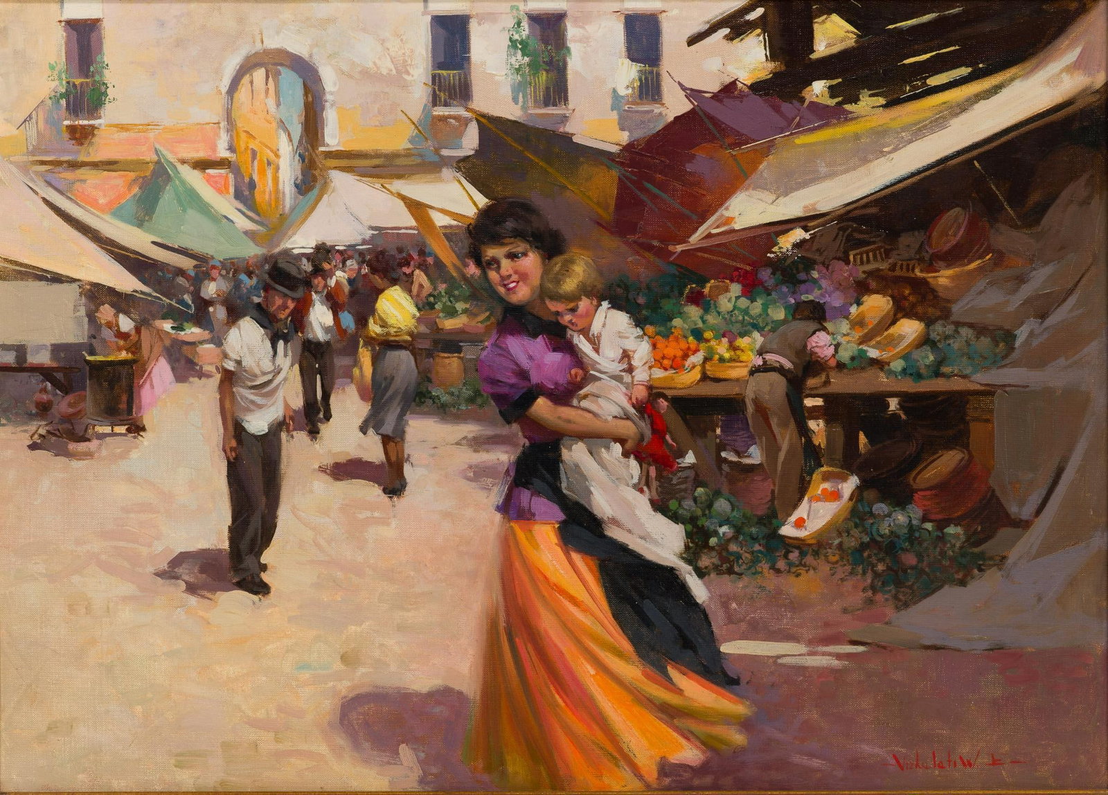 Witman Etelka Vizkeleti Oil On Canvas Painting: An oil painting by Witman Etelka Vizkeleti, Hungarian 1882 - 1962. The painting framed size is 24 3/8" X 32 3/8".