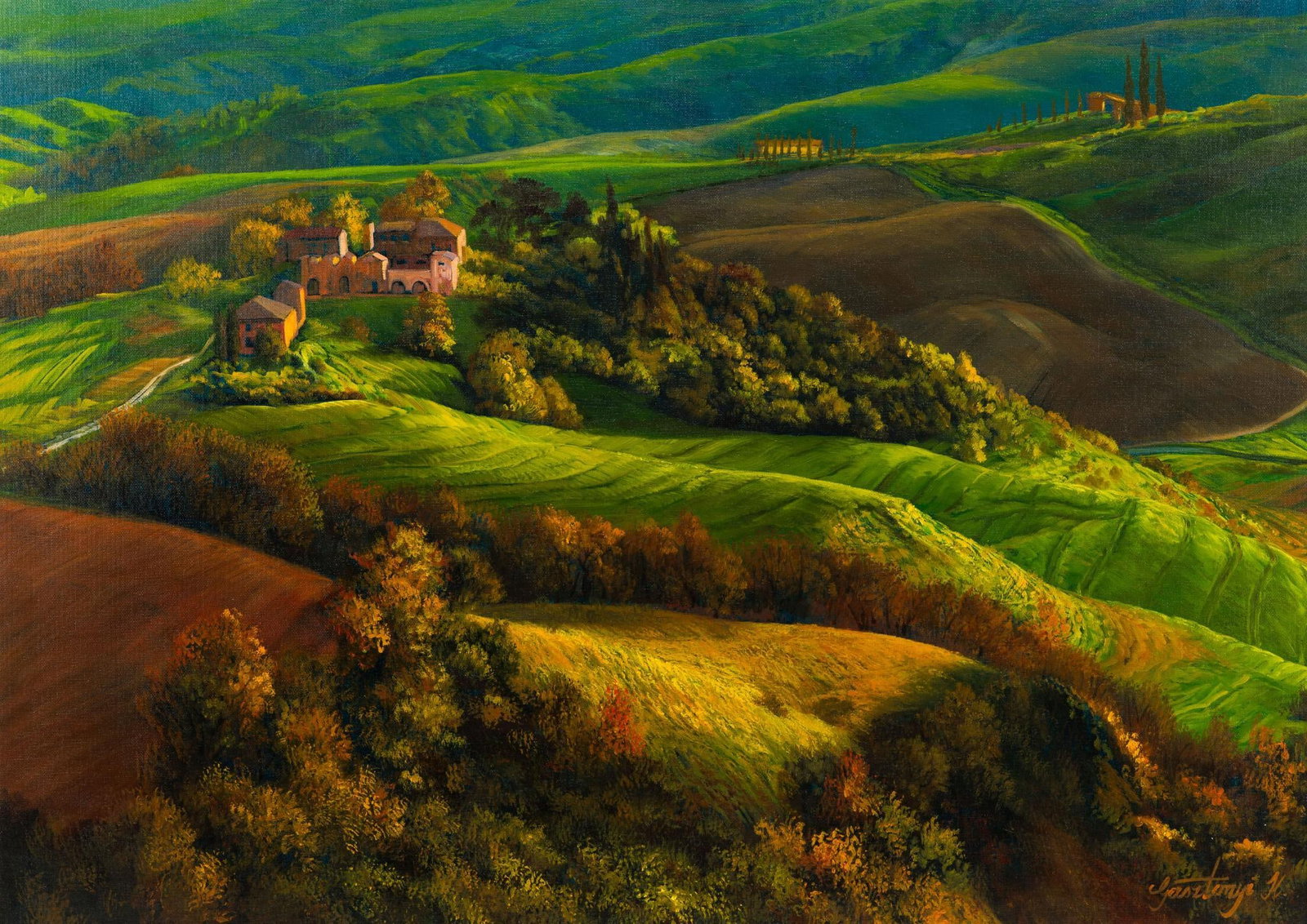 Kalman Gasztonyi Oil On Canvas Painting: A painting by Hungarian artist Kalman Gasztonyi. 26 3/4" X 34 3/4" framed size. It is undamaged. 