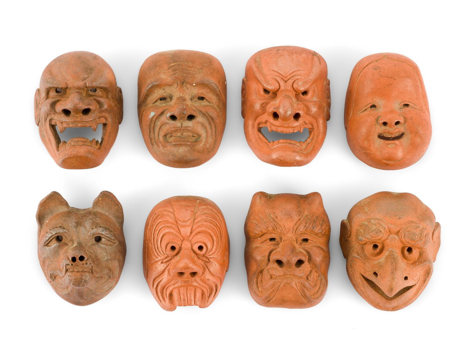 8 Japanese Miniature Pottery Netsuke (1 of 4)