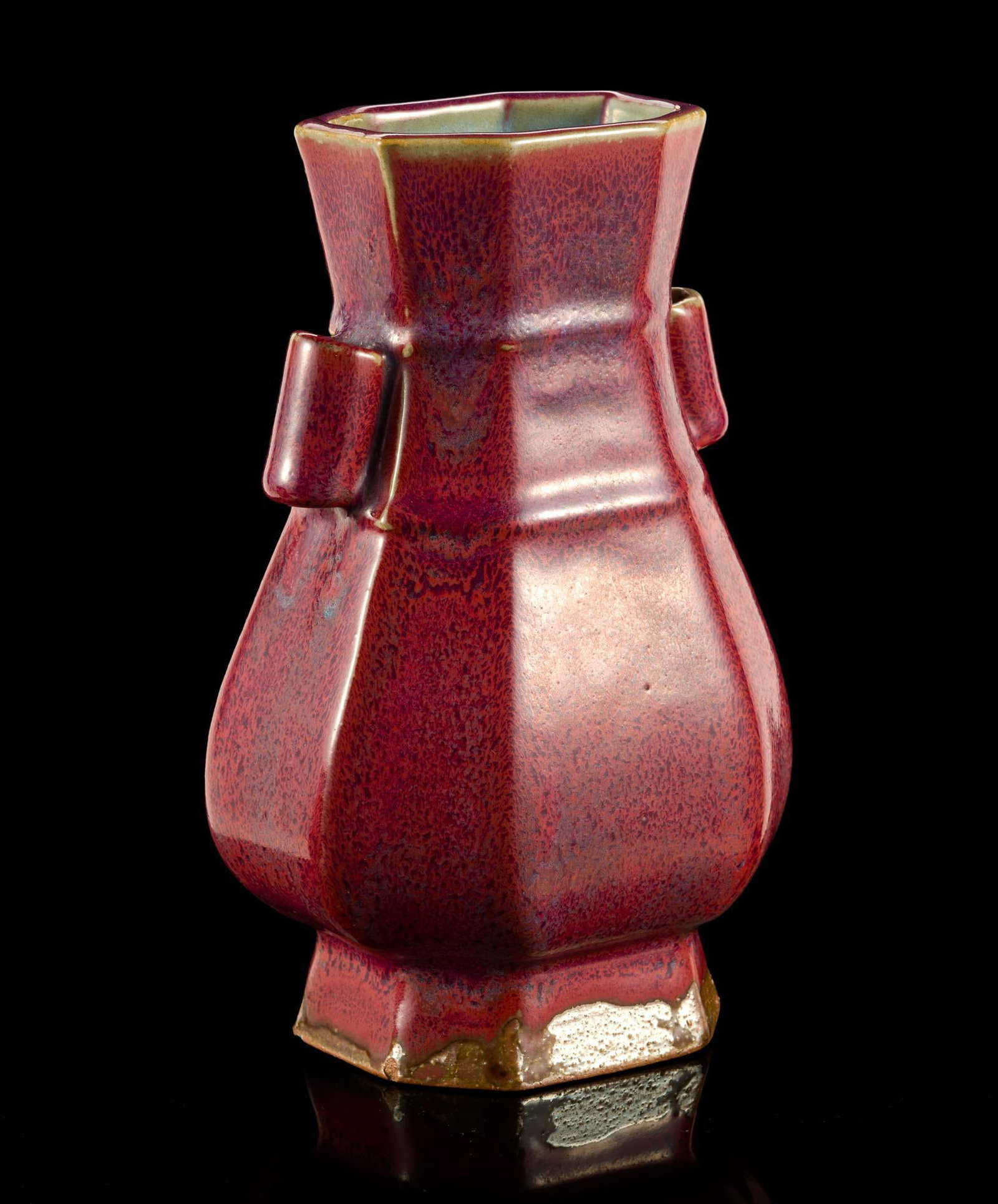 Chinese Flambe Glaze Hexagonal Fanghu Vase (1 of 9)