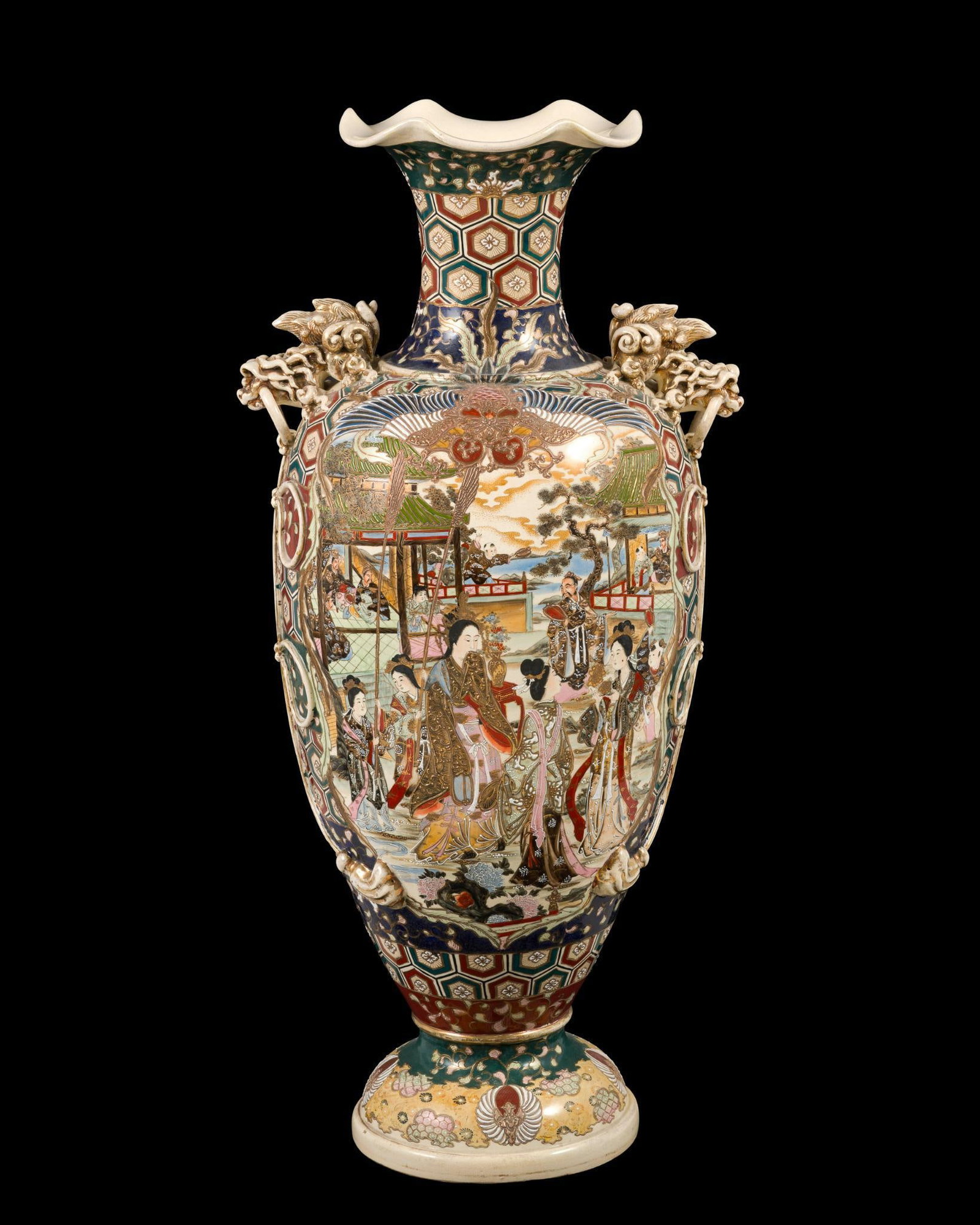 Monumental Meiji Period Japanese Satsuma Palace Vase (1 of 11)