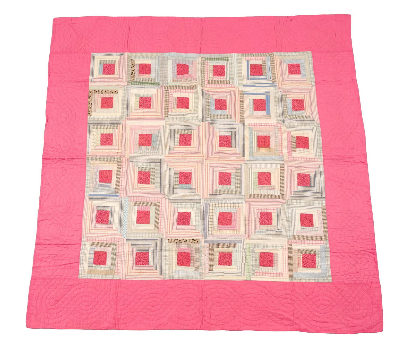 1940s Sunshine and Shadow Log Cabin Quilt (1 of 3)