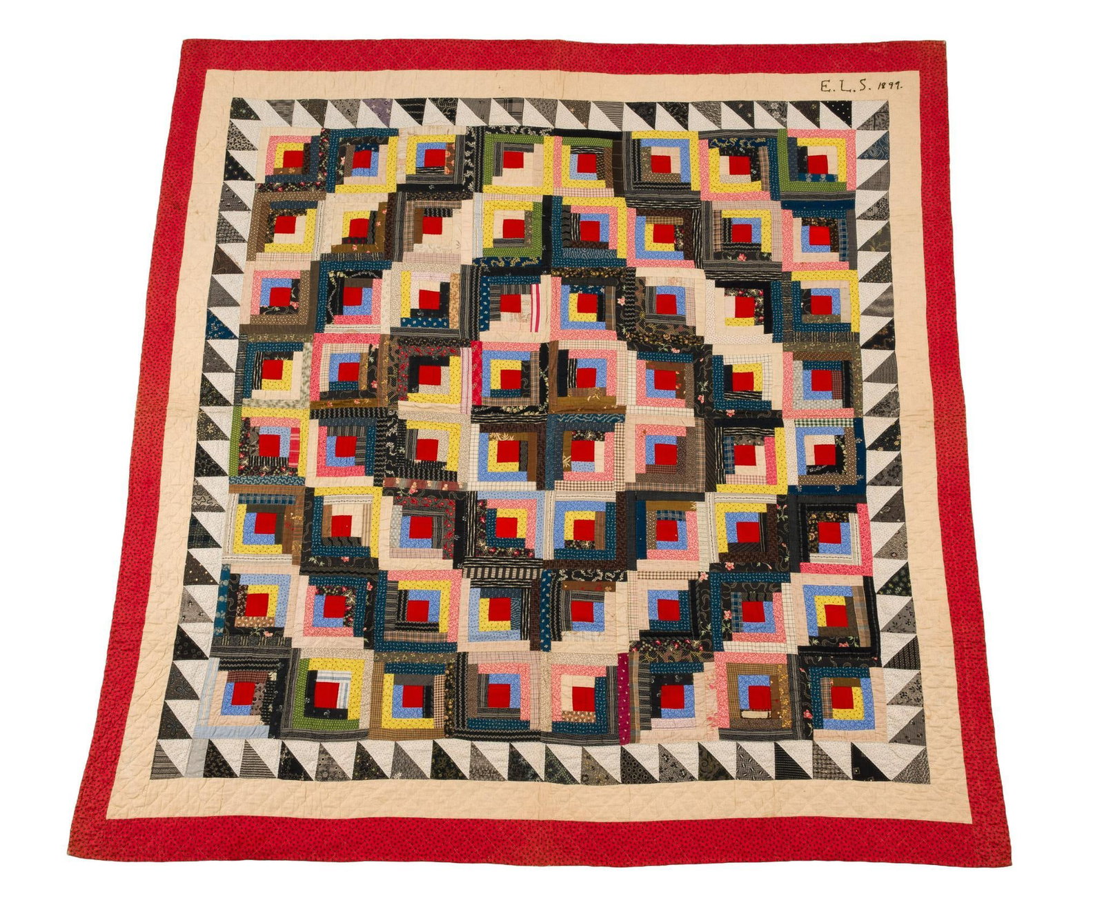 1891 Signed & Dated Log Cabin Quilt (1 of 4)