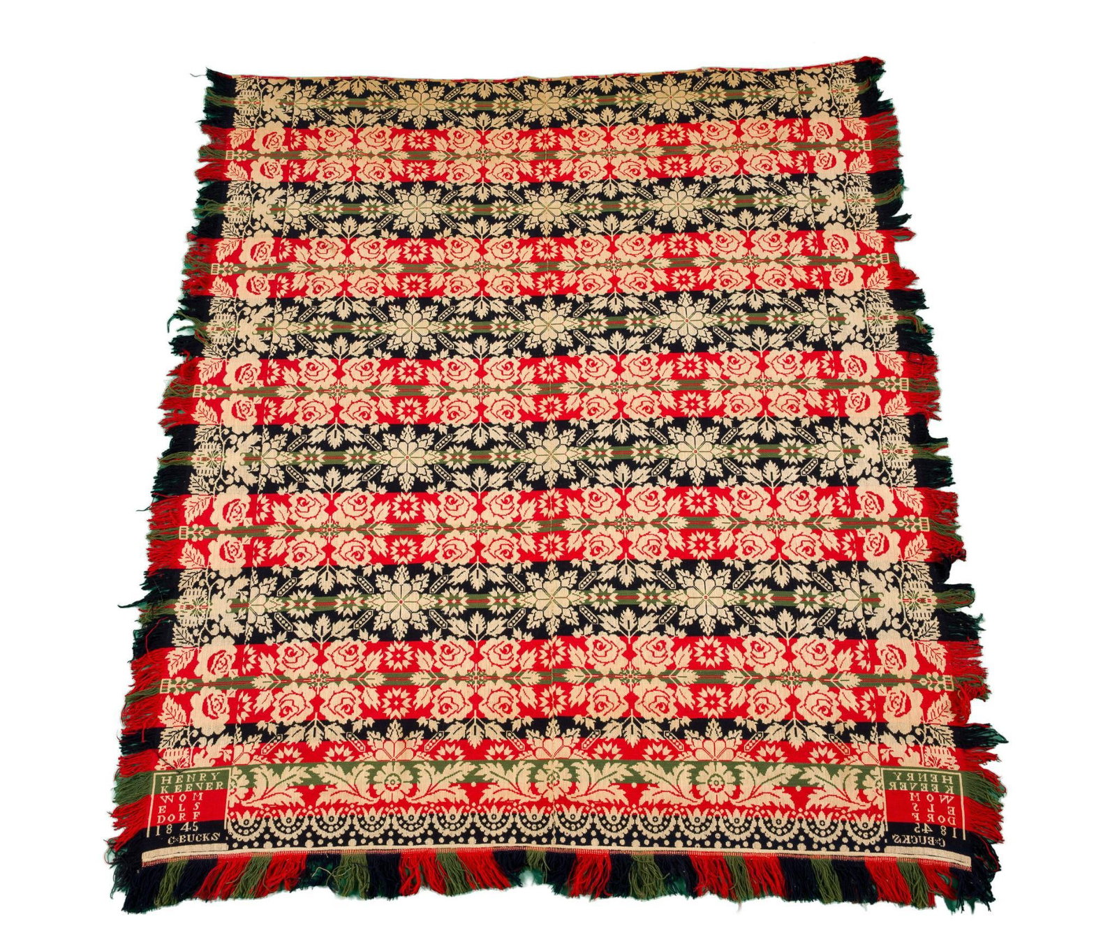 Henry Keener Womelsdorf 1845 Pennsylvania Jacquard Coverlet (1 of 3)