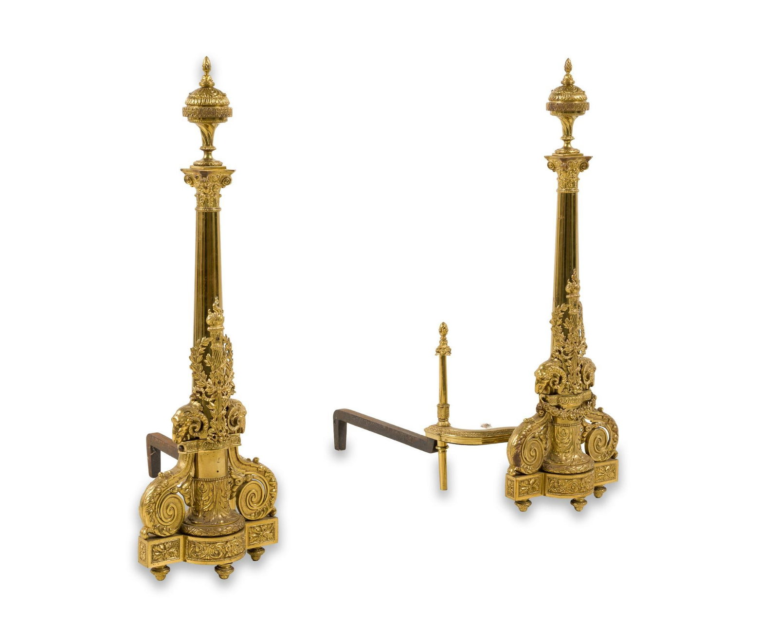 Pair of Neoclassical Brass Andirons (1 of 6)