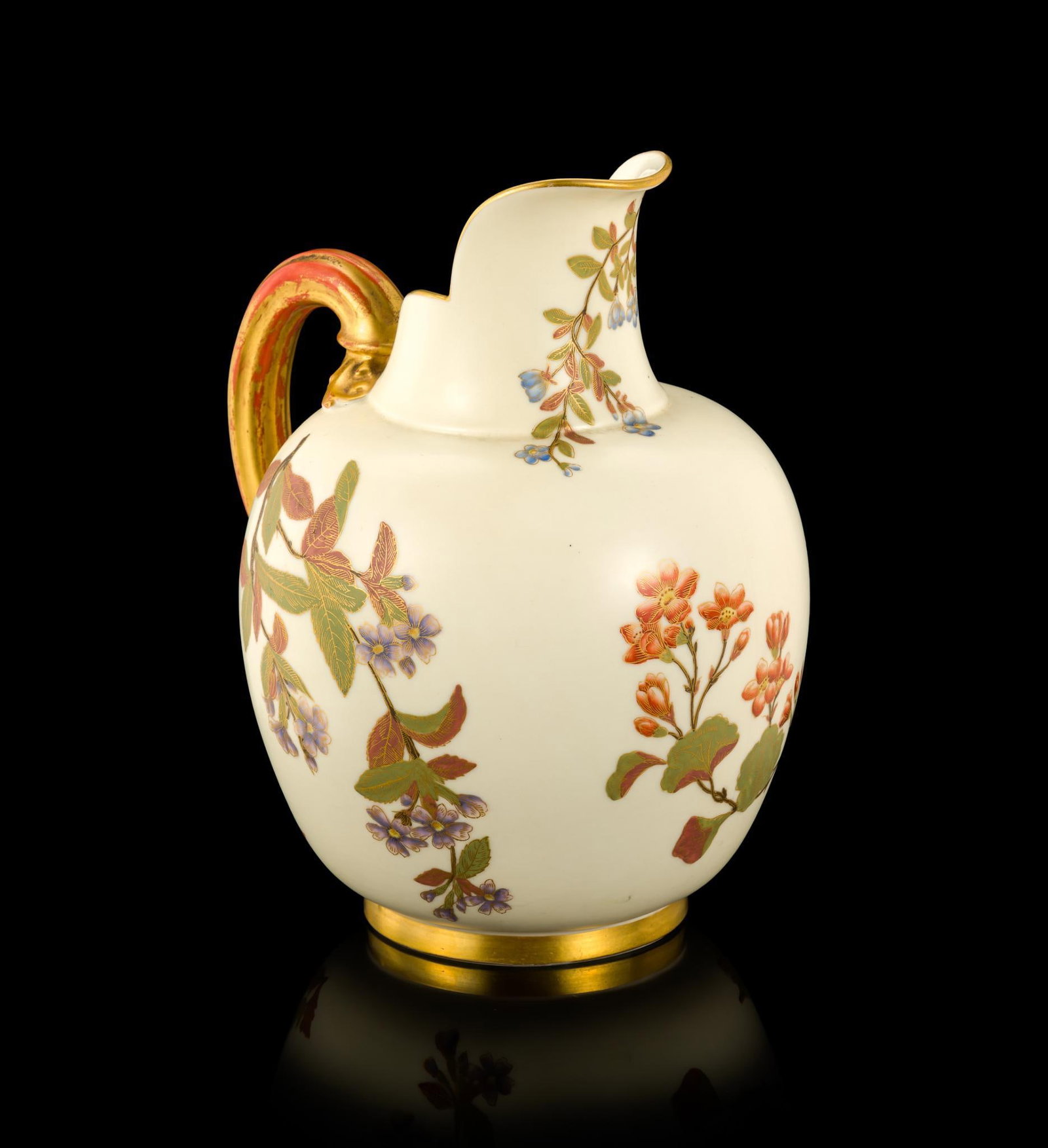 Royal Worcester Pitcher: Marked on bottom. Floral design. 6" wide x 9-1/4" high. 