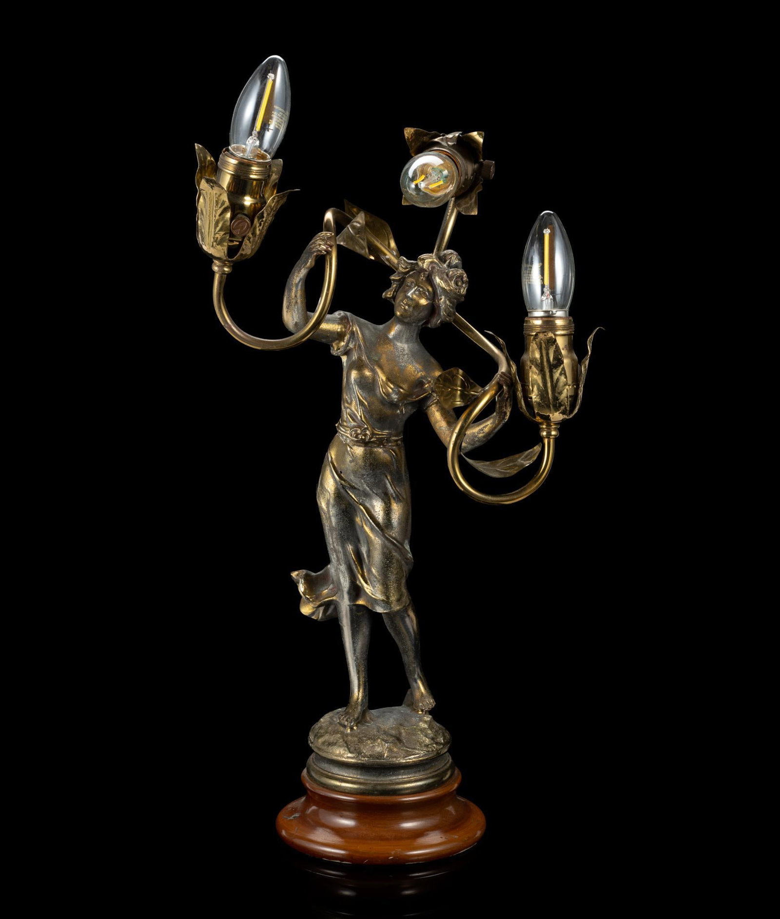 French Art Nouveau Figural Bronze Table Lamp (1 of 4)