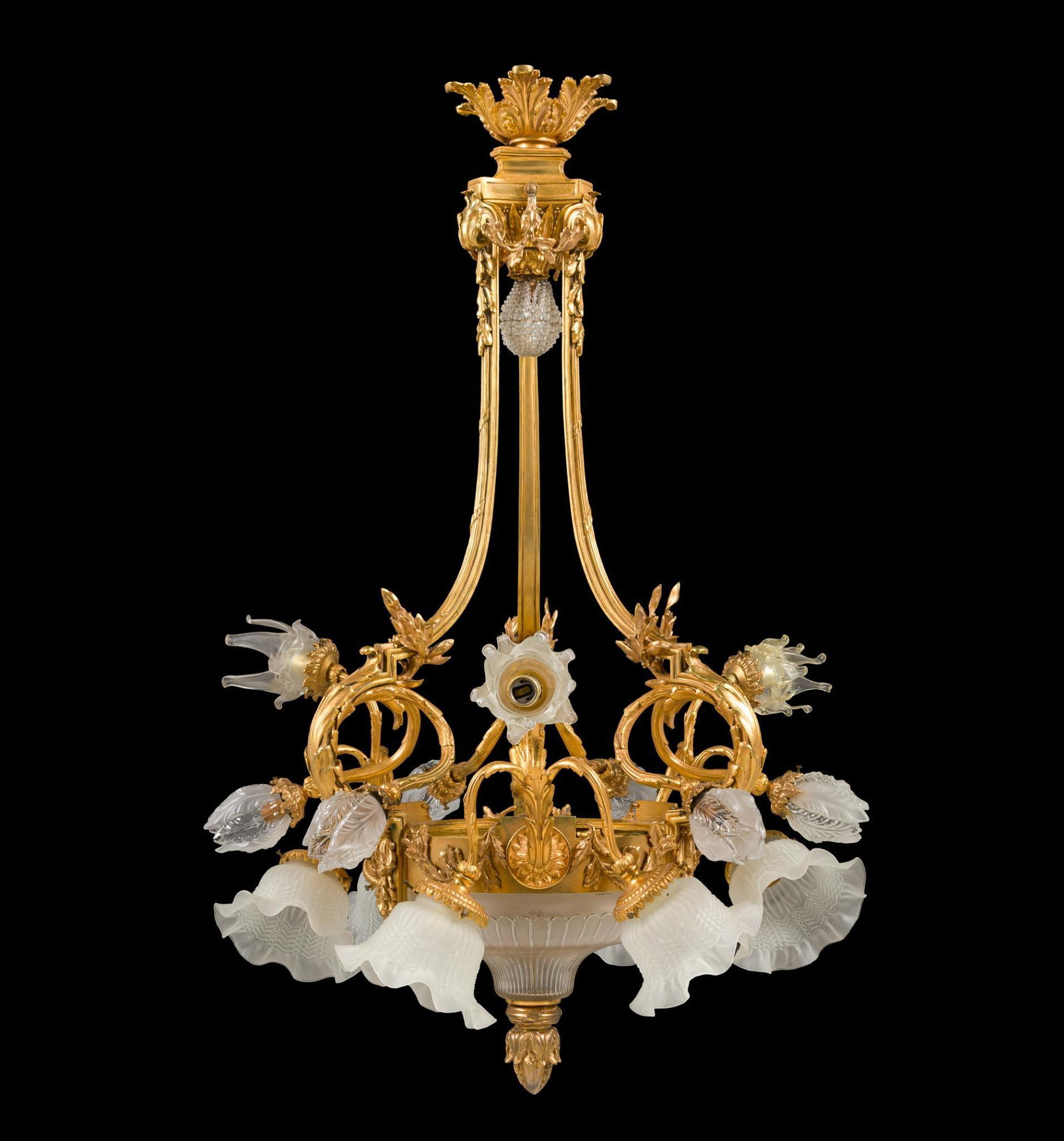 French Louis XVI Style Gilt Brass Chandelier (1 of 3)