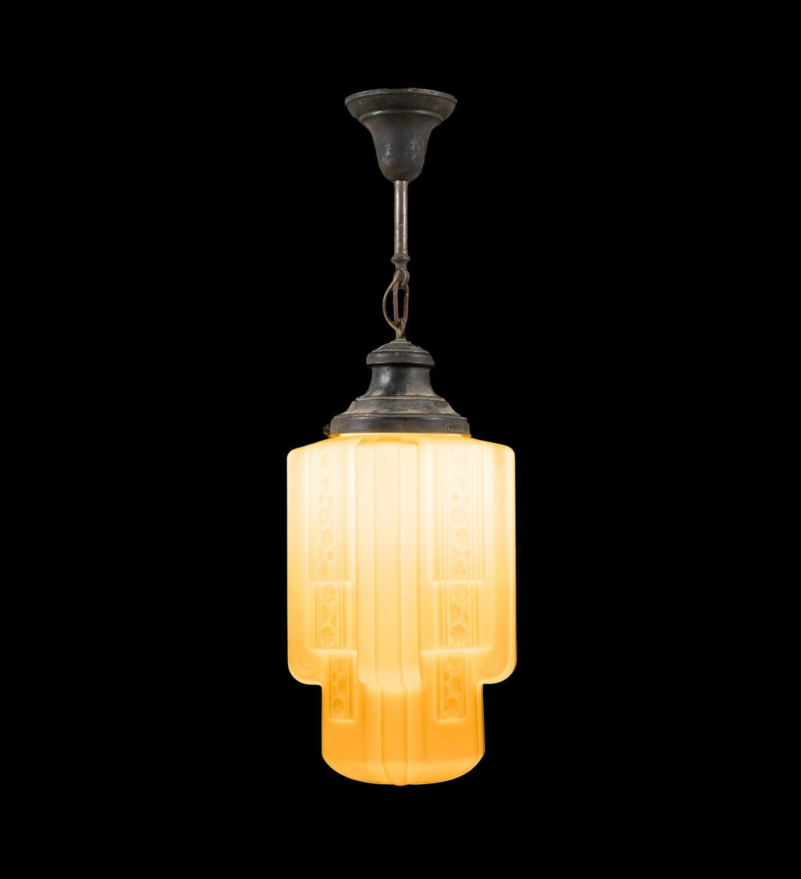 Art Deco Milk Glass Skyscraper Pendant Light Fixture (1 of 3)