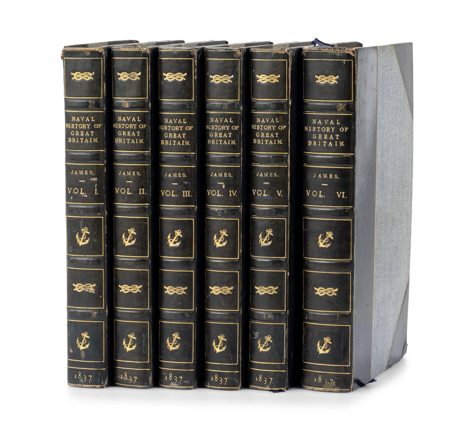 William James Naval History of Great Britain Collection: Includes Volume I, II, III, IV, V, and VI. Copyright Richard Bentley, London, 1837 All in good condition, with light wear to the spines consistent with light use. 