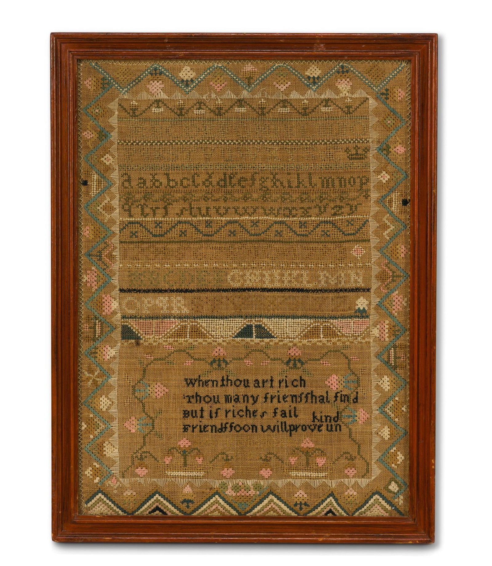 1793 Small Needlepoint Sampler "Mary Chambers" (1 of 3)