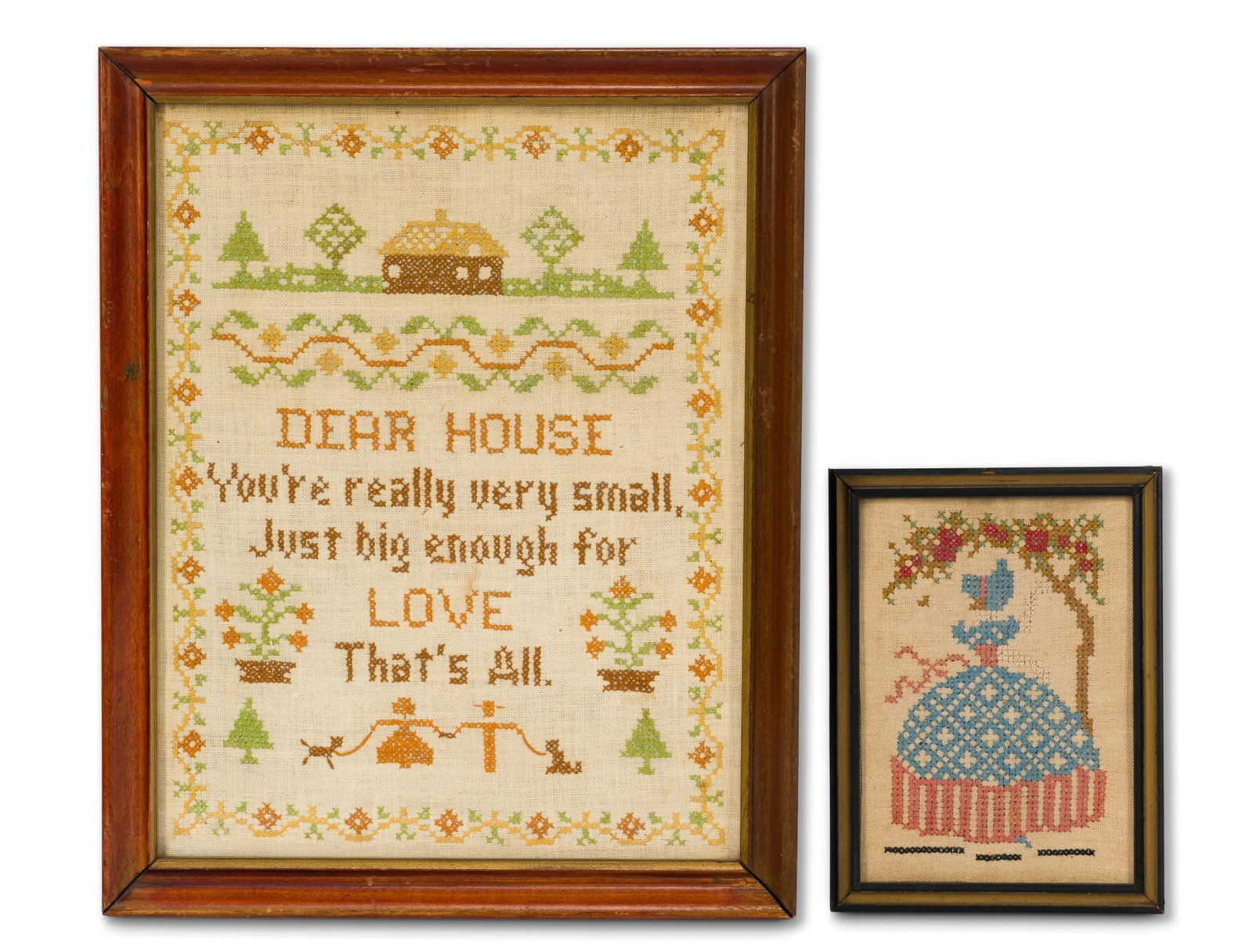2 Antique Needlepoint Cross-Stitch (1 of 5)