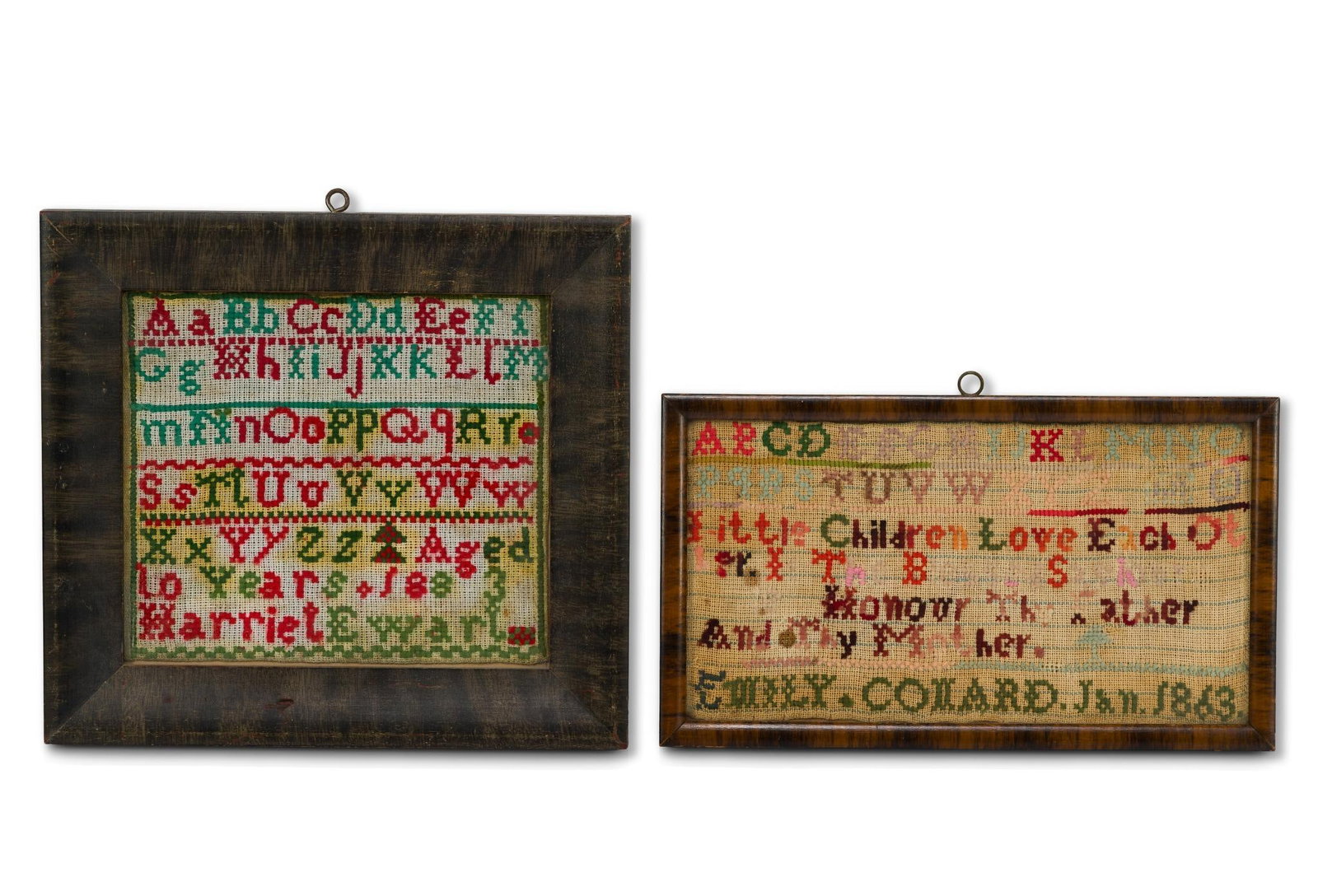 19th C Small Colorful Needlepoint Samplers (1 of 5)