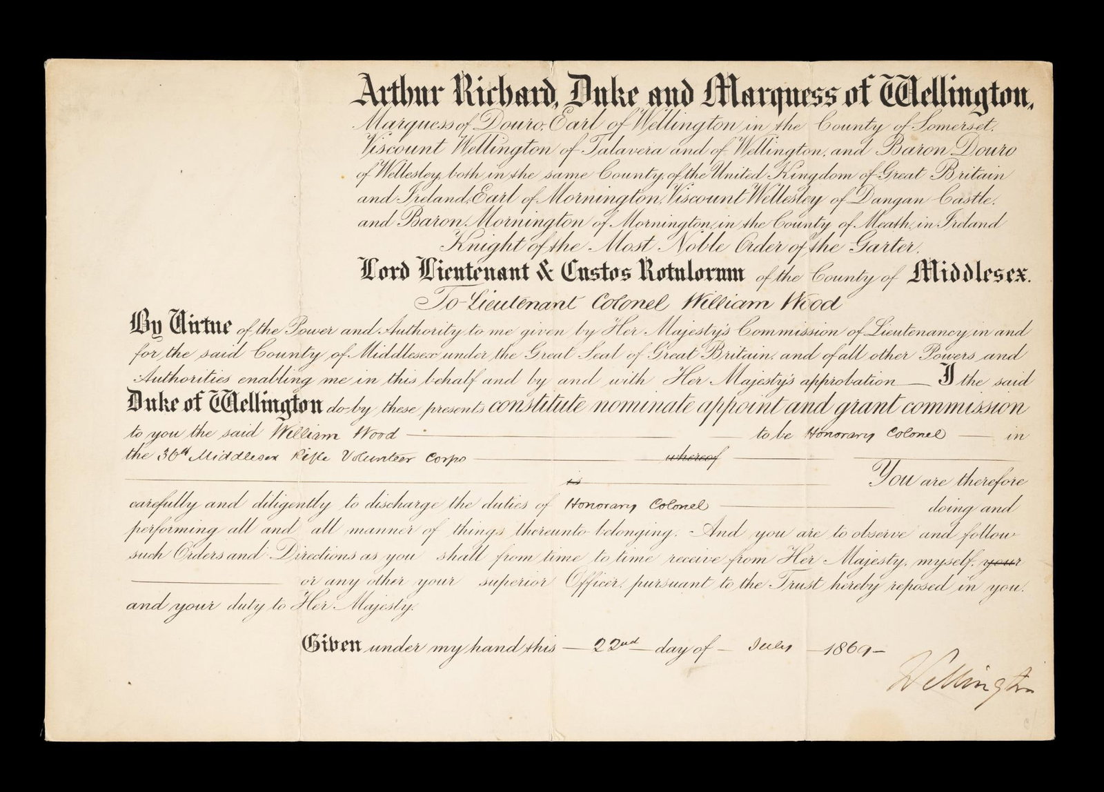 Manuscript Document for Lt. Colonel William Wood (1 of 3)