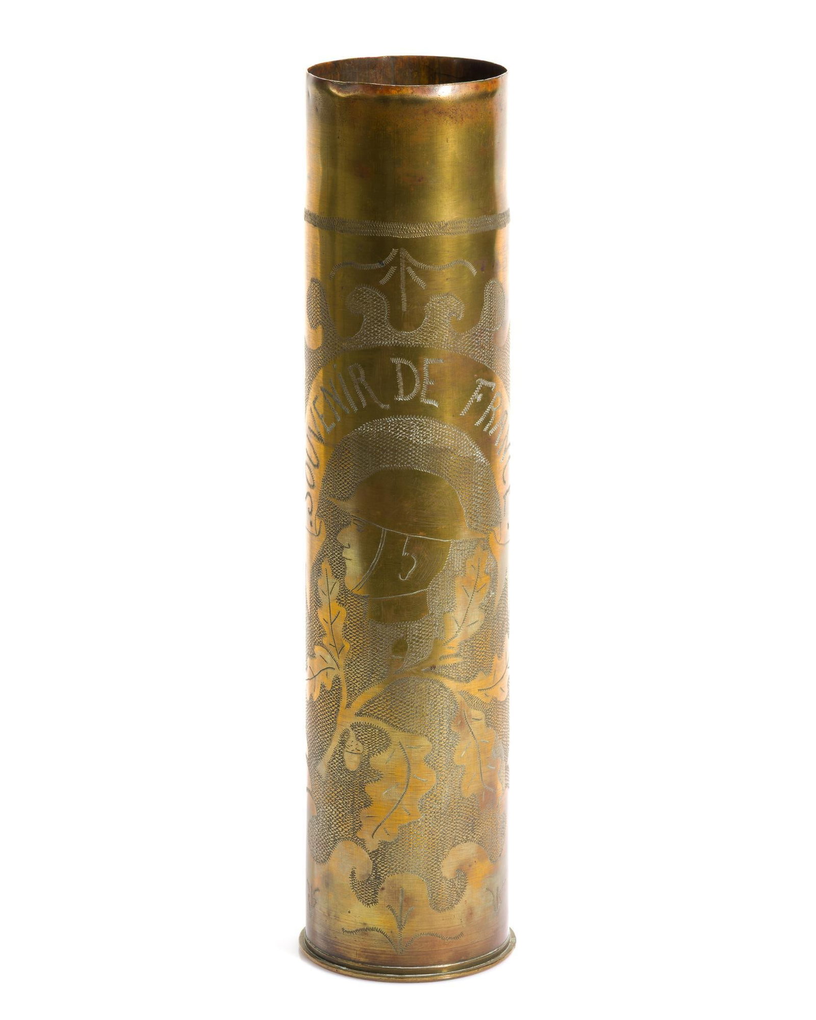 WWI Trench Art Shell: Belonged to Corporal Thomas E. Cook (1887-1973), Co. L. 166th Inf. Regt., 42nd Infantry Division. In 1917, the 166 Inf. Regt. was formed from the Fourth Ohio Regiment, an Ohio National Guard Unit and 
