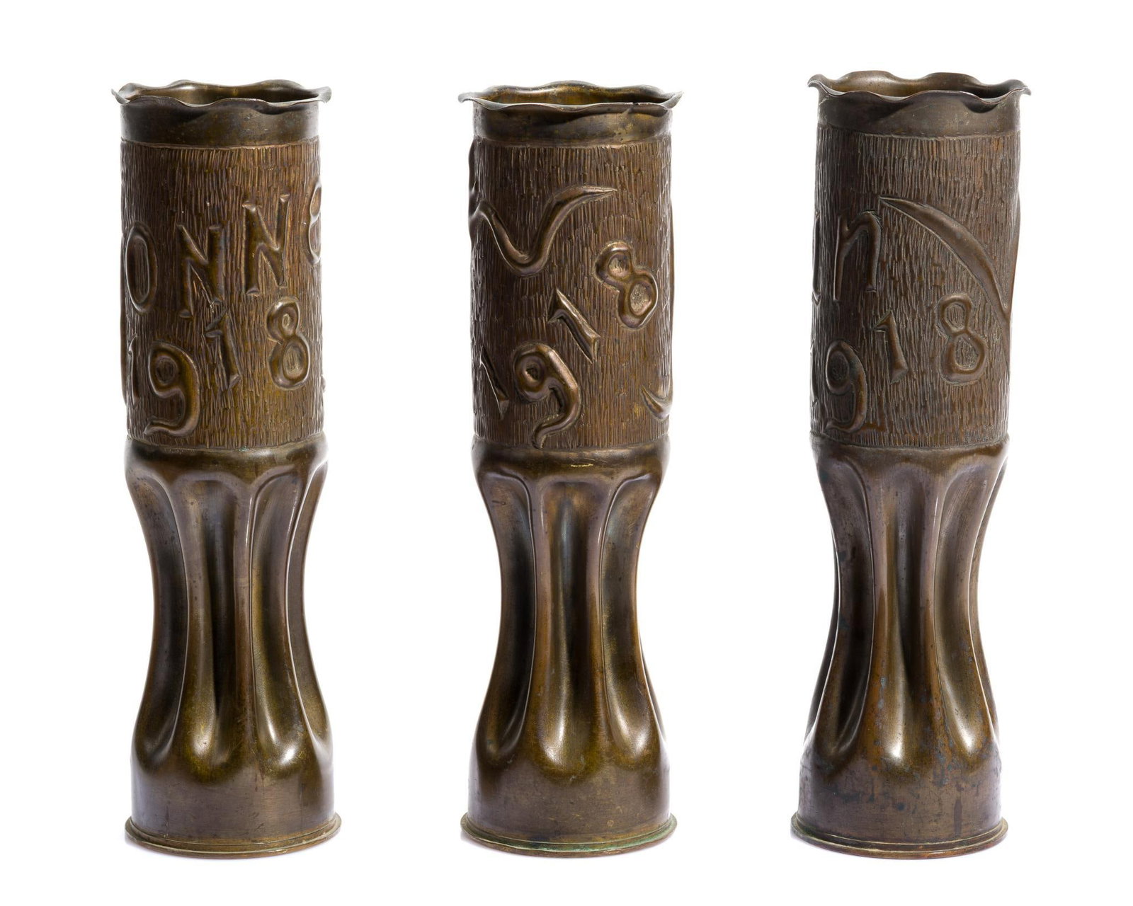 3 WWI Trench Art Vases (1 of 5)