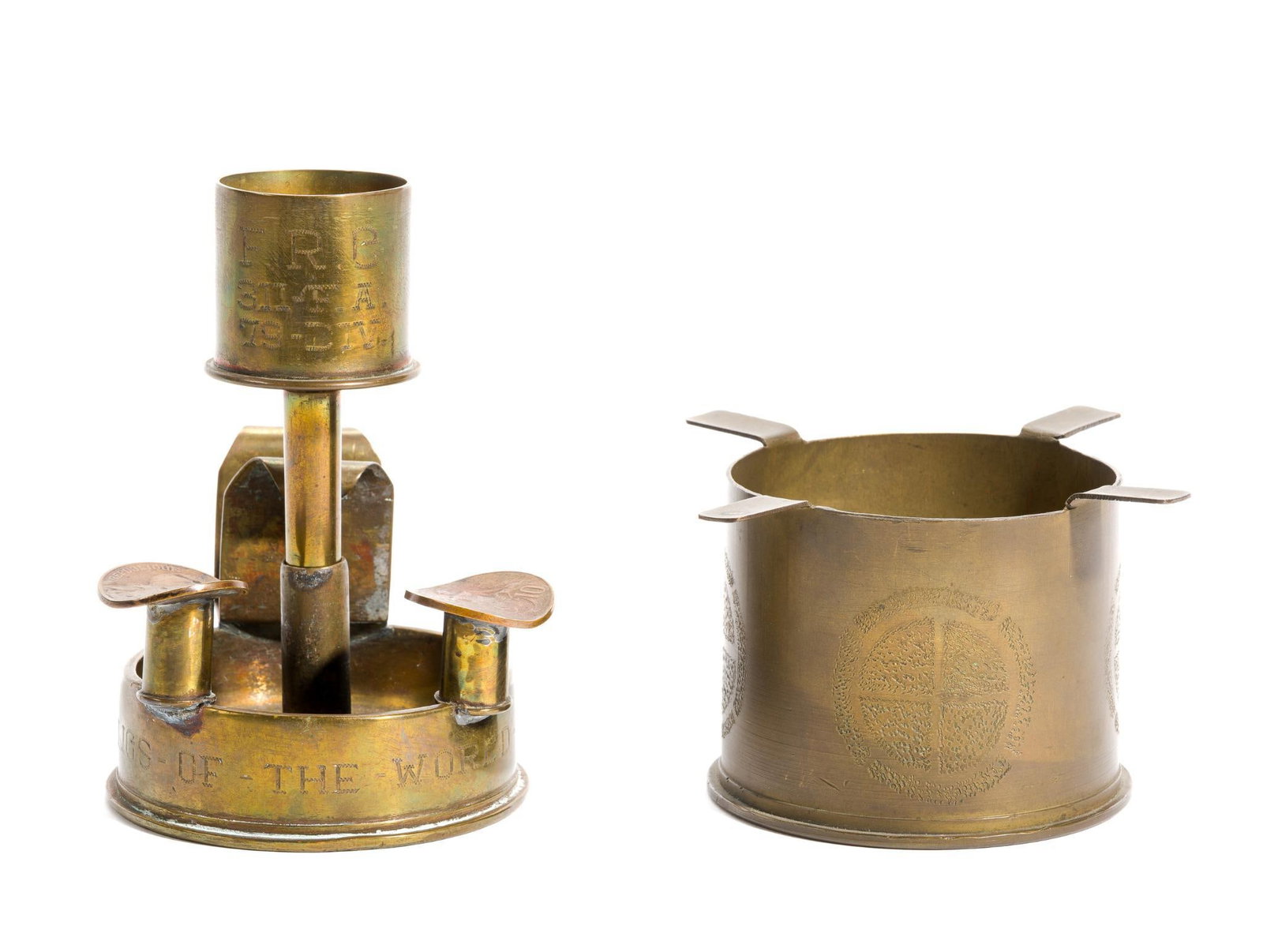 2 WWI Trench Art Ashtrays (1 of 7)