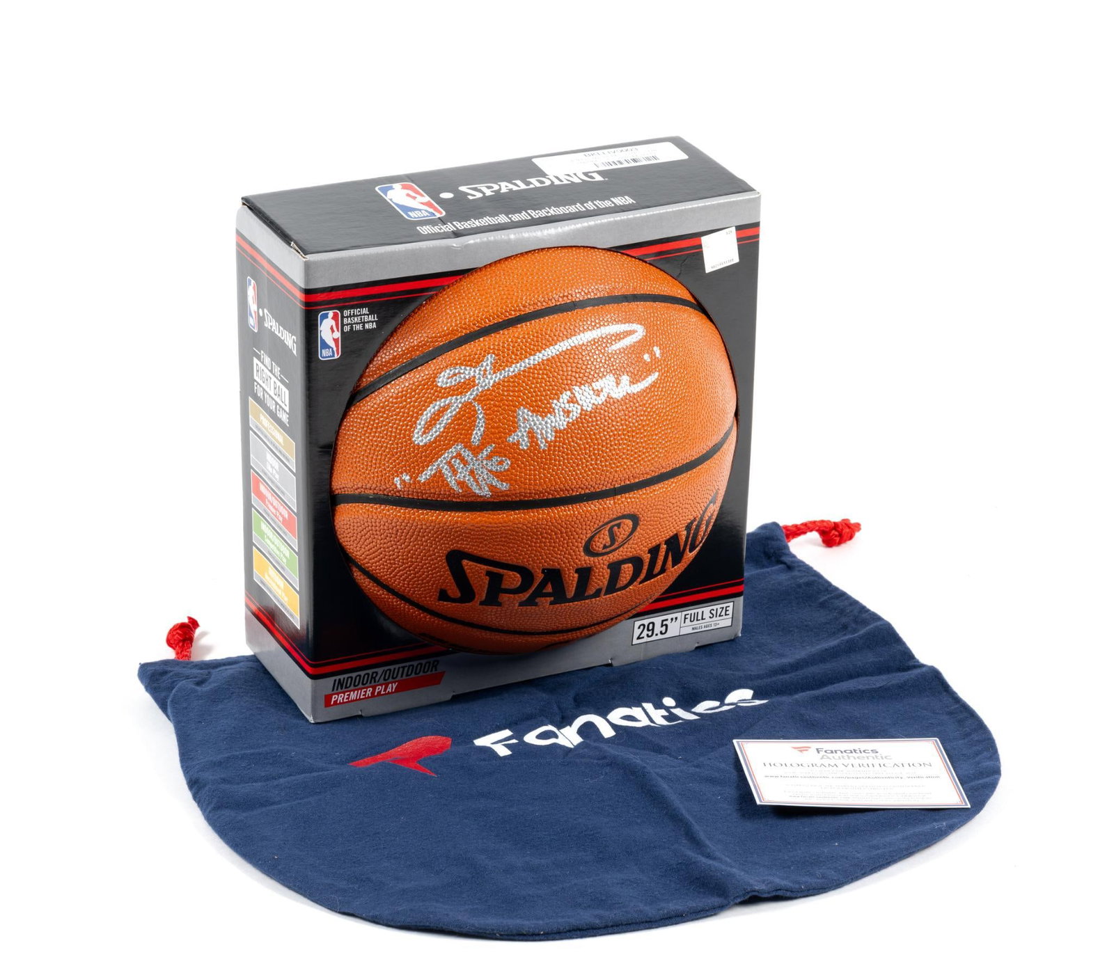 Allen Iverson Signed Basketball with COA: In original packaging. 9" wide x 9" long. 