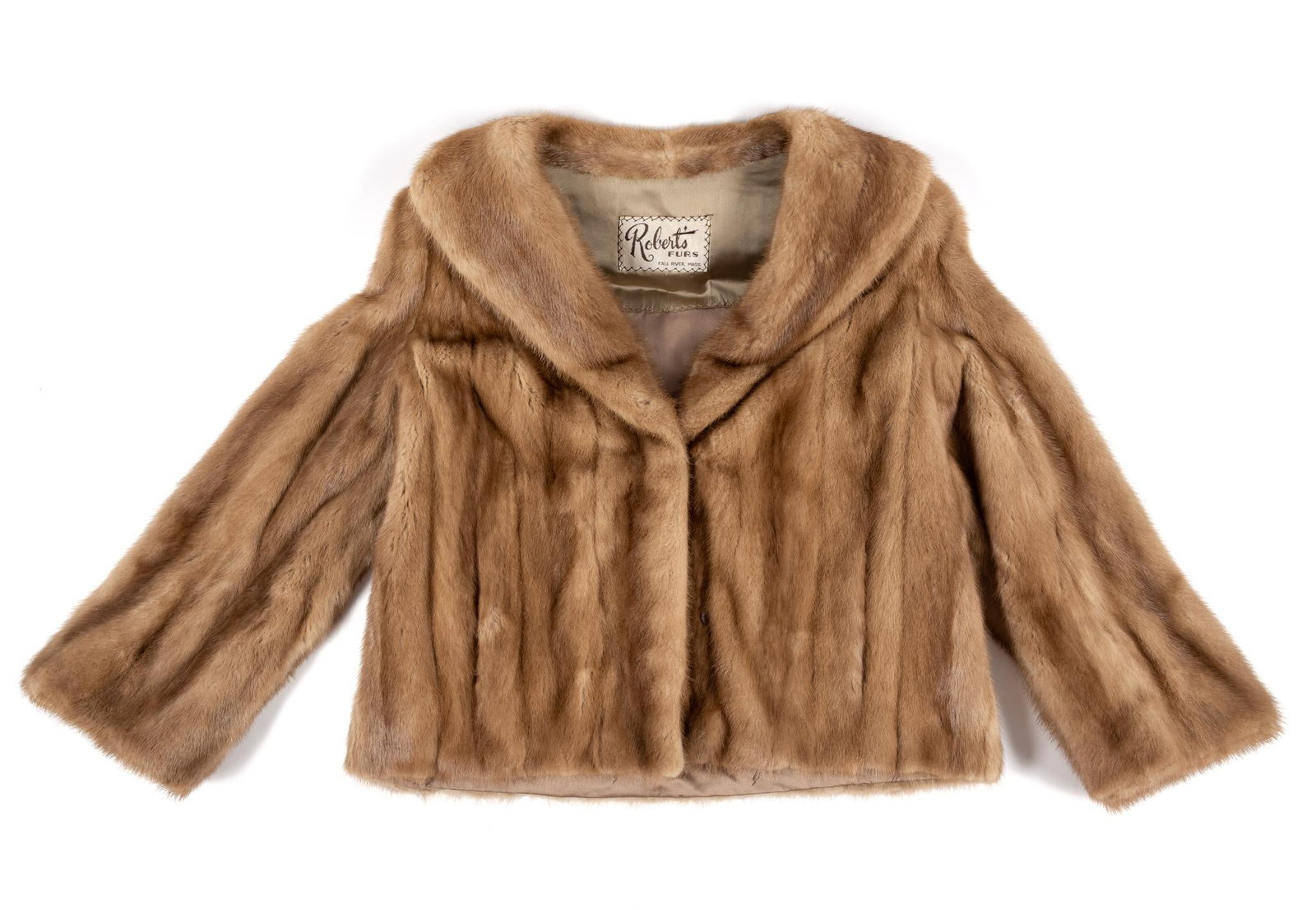 Fur Coat by Roberts Furs: Shoulder to shoulder 18-1/4" wide. 