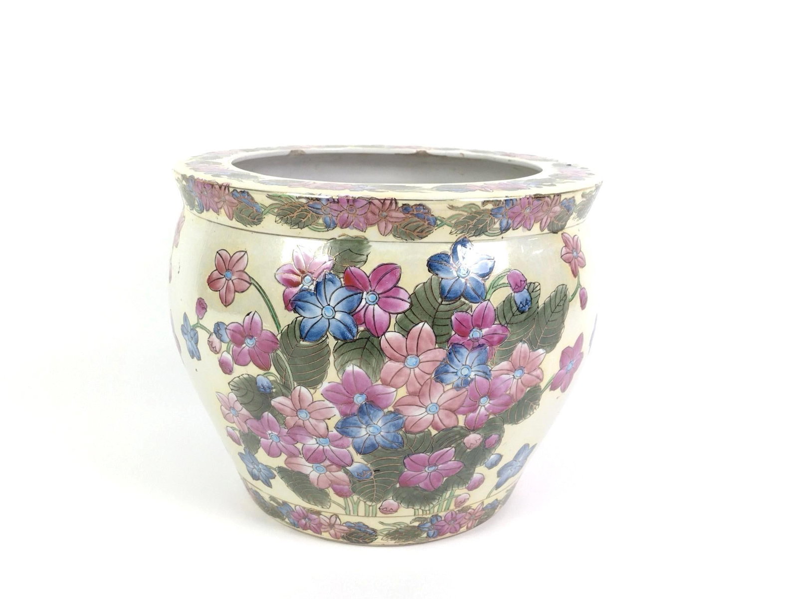 Vintage Chinese Fish Bowl: Measures 12" x 12" x 9-3/4". 
