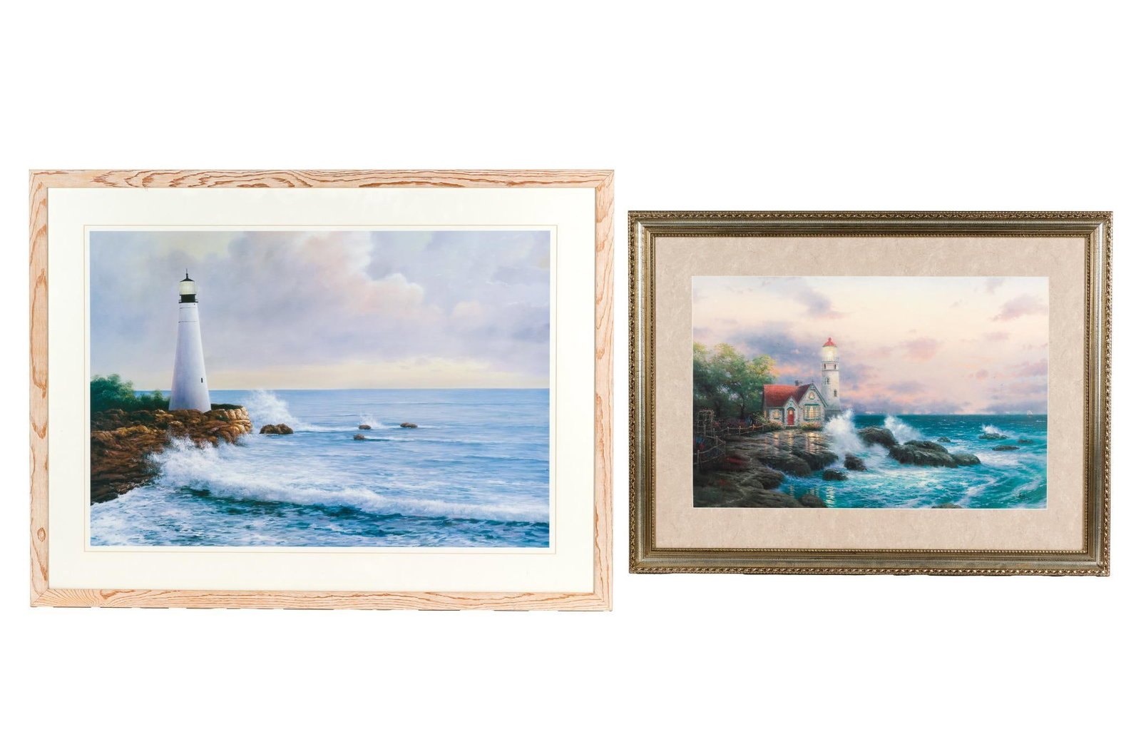 2 Framed Coastal Lighthouse Prints: One is limited edition. 27-1/2" to 33-1/4" high x 36-3/4" to 44-1/4" wide. 