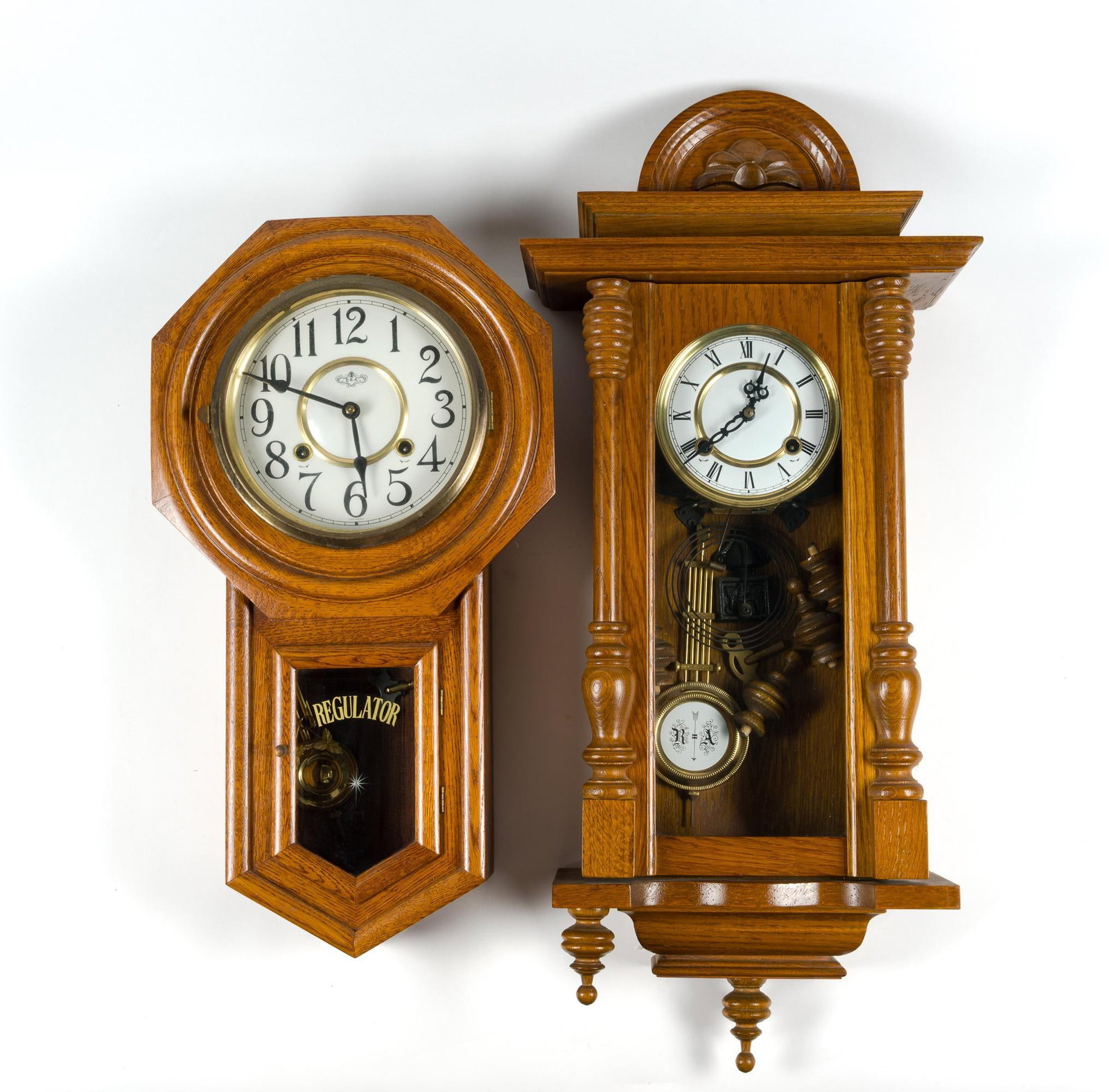 2 Hanging Wall Clocks Incl. Regulator (1 of 3)