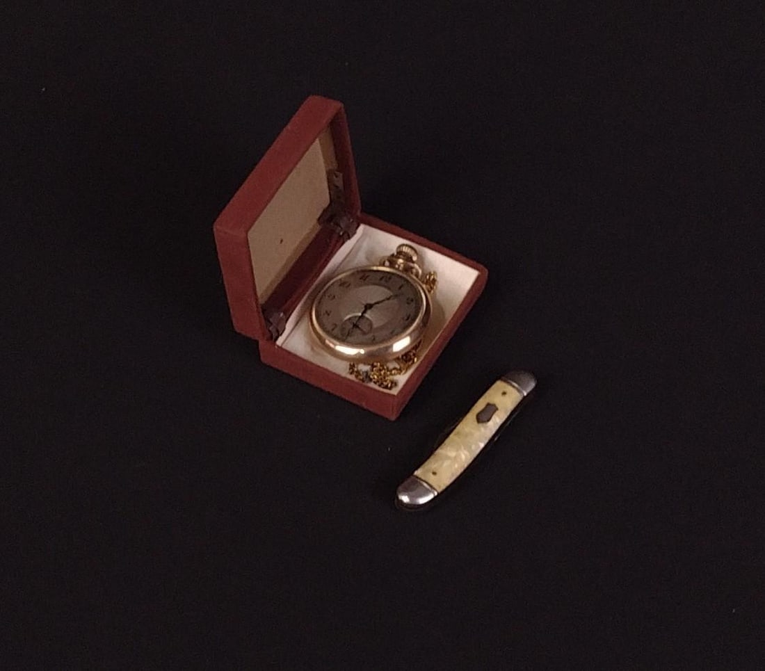 Antique Gold-Filled Hamilton Pocket Watch & Pocket Knife (1 of 4)