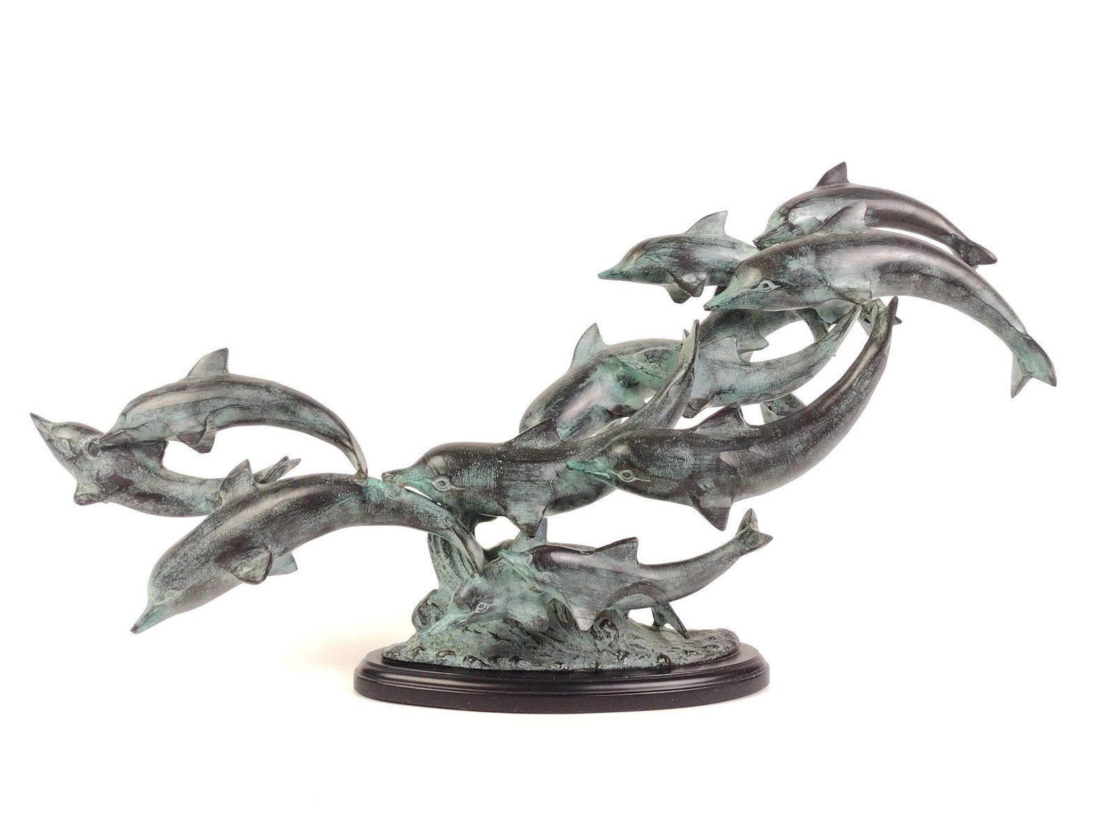 Leaping Dolphins Patinated Brass Dolphin Statue (1 of 4)