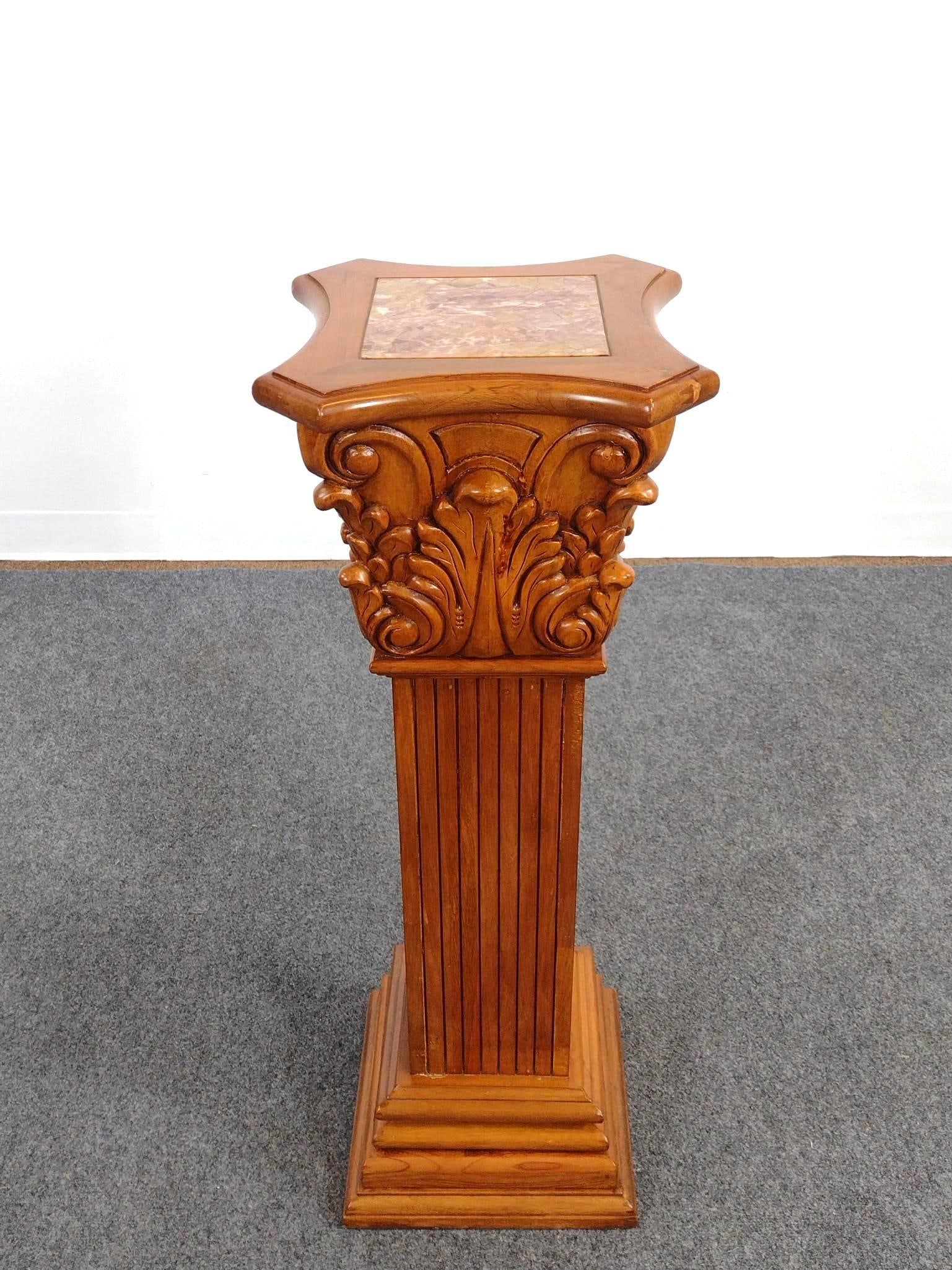 Marble Top Column Pedestal Plant Stand (1 of 4)