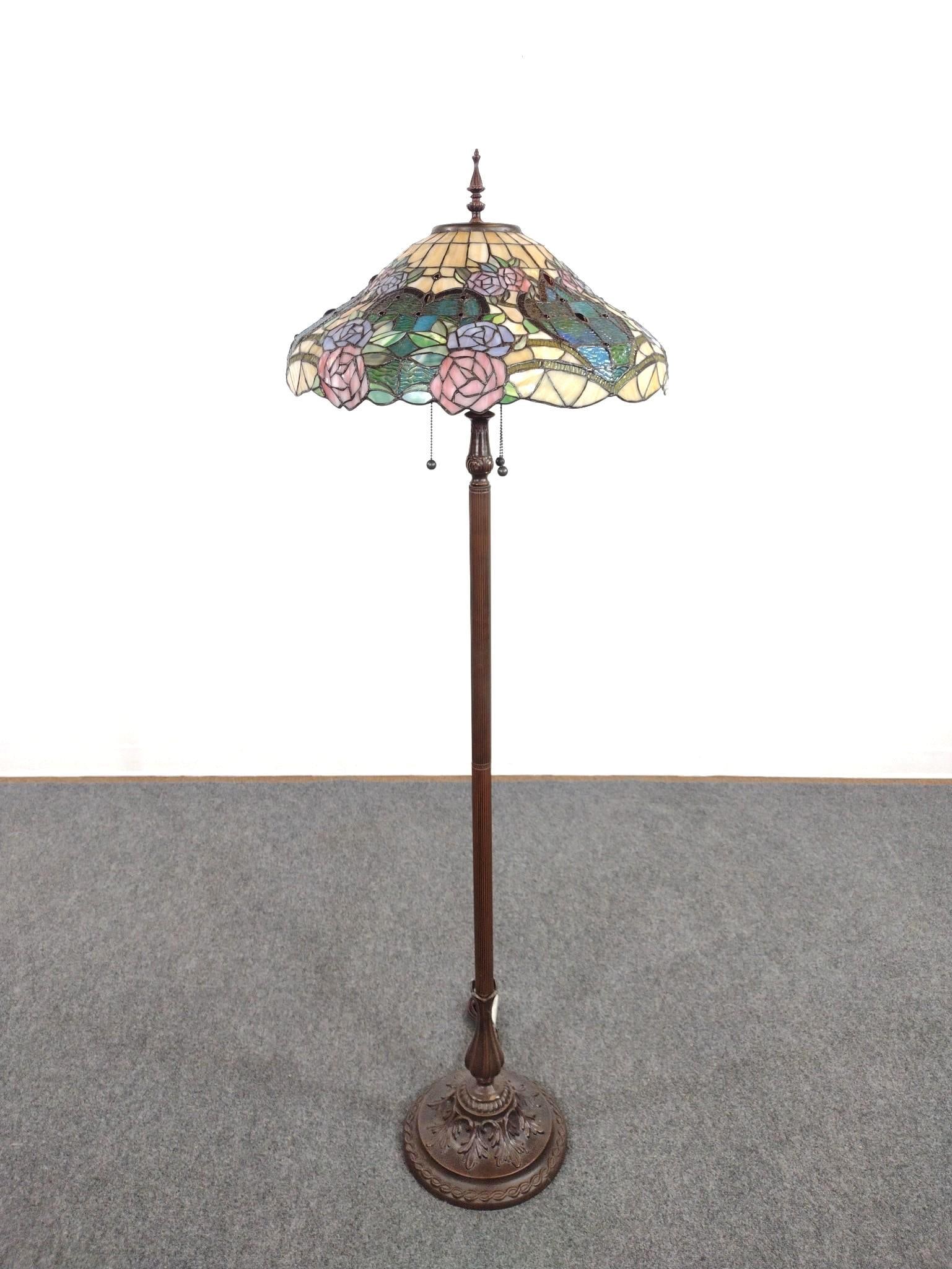Tiffany Style Floor Lamp: 20-1/2" diameter X 64-1/2" high. 