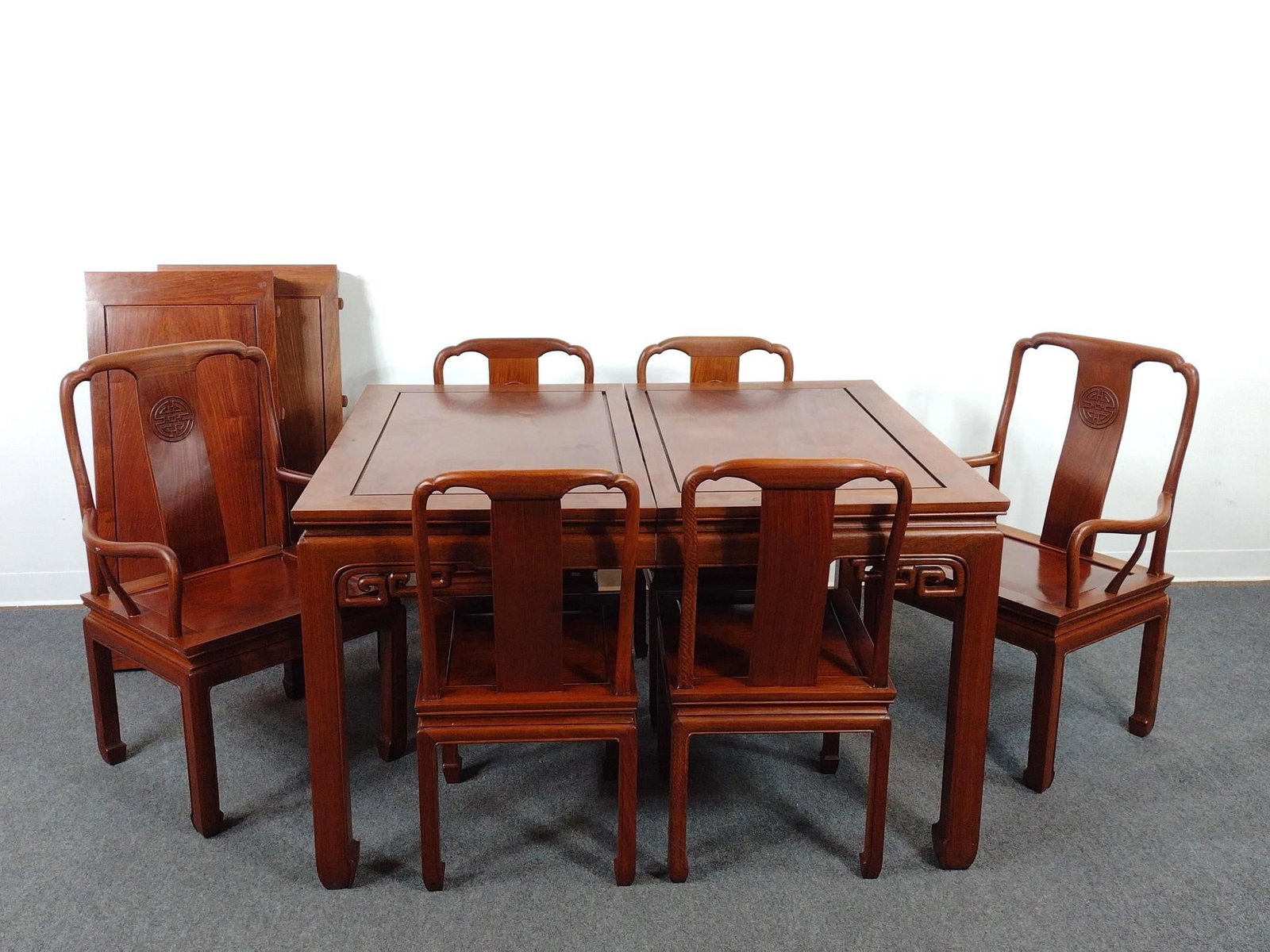 Chinese Rosewood Dining Table Set (1 of 8)