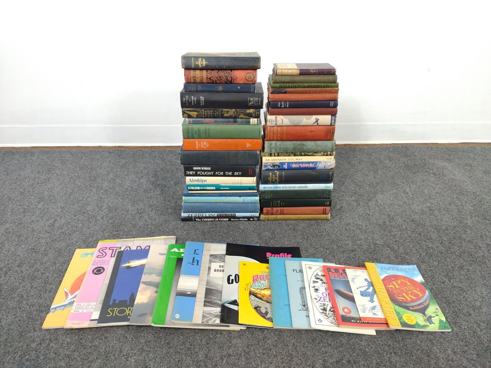 51 Zeppelin Books & Pamphlets Incl. Kipling & Verne: Also includes They Fought For the Sky; The World's Aeroplanes & Airships; Ships in the Sky; America's One-Man Air Corps; and more. 