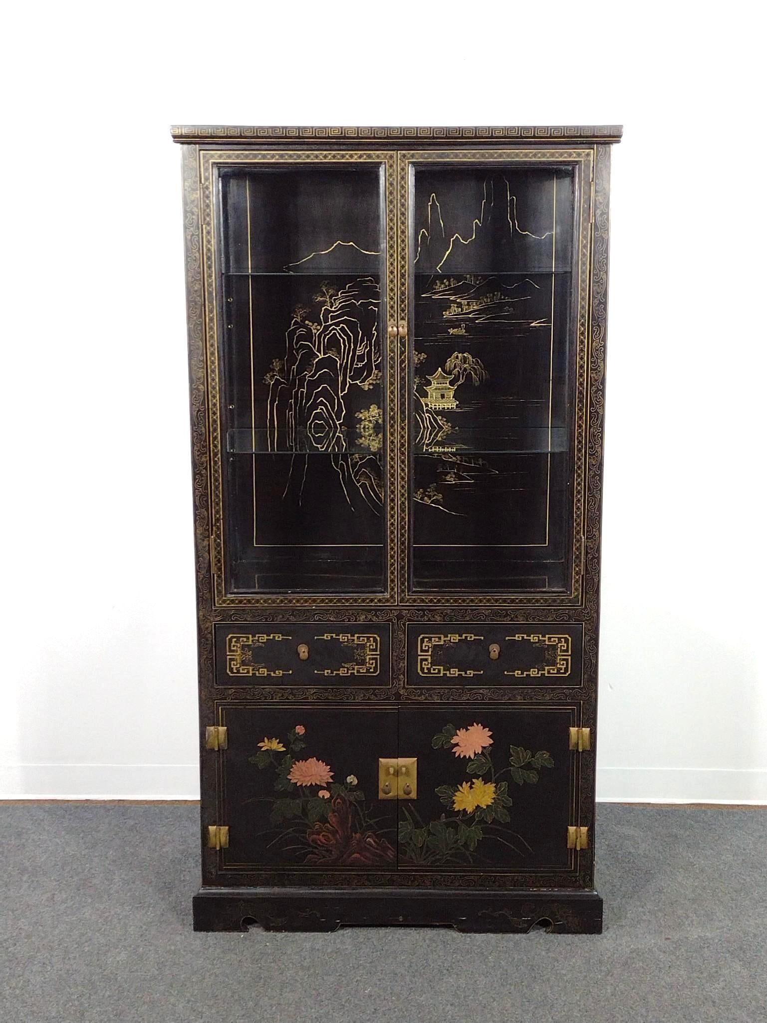 Chinese Lacquer Display Cabinet (1 of 4)