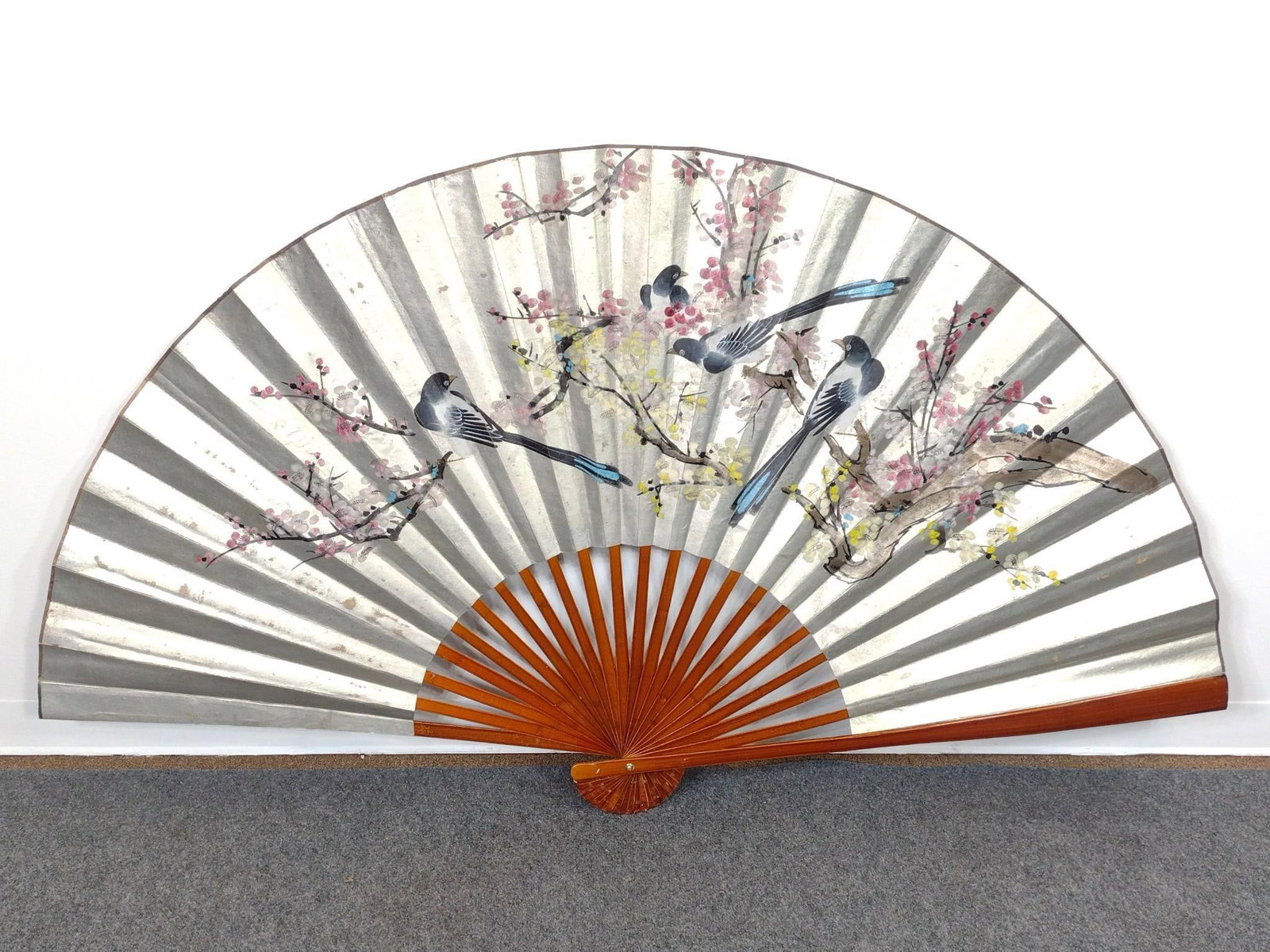 Large Chinese Export Hand-Painted Wall Fan (1 of 3)