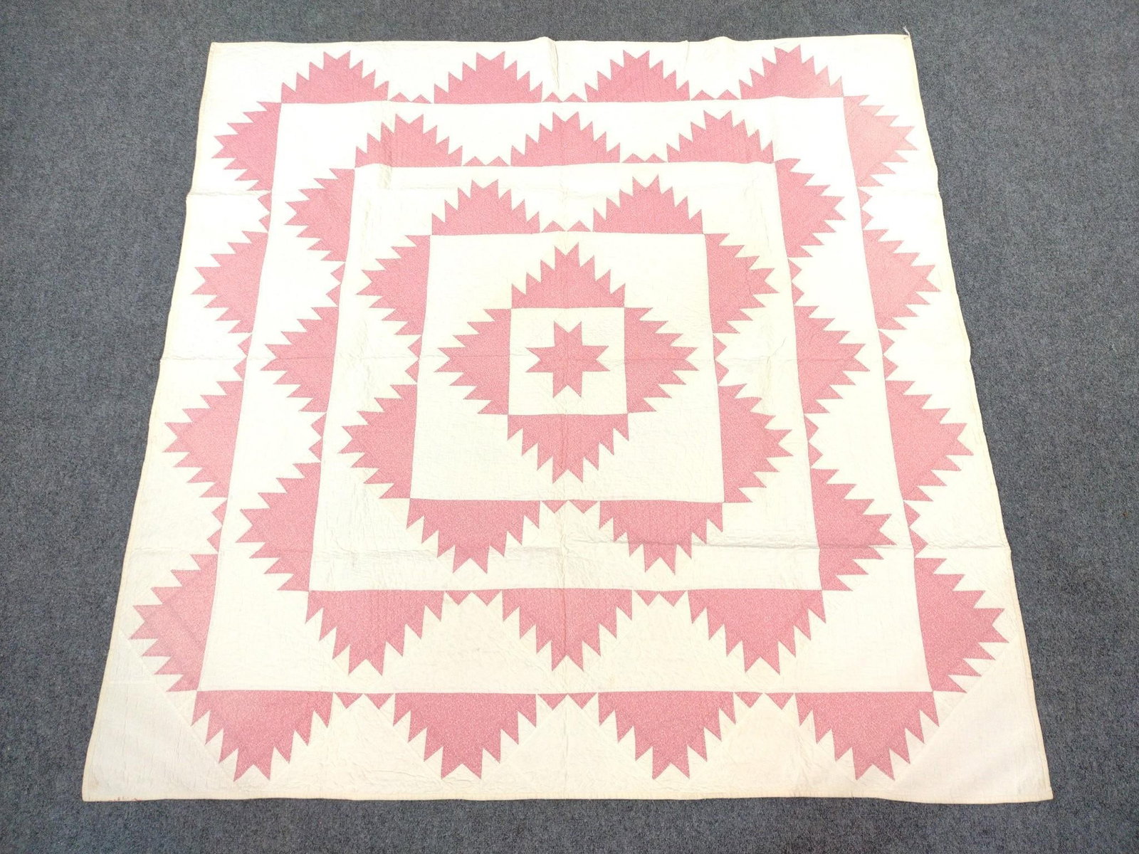 Vintage White & Red Patchwork Quilt (1 of 6)