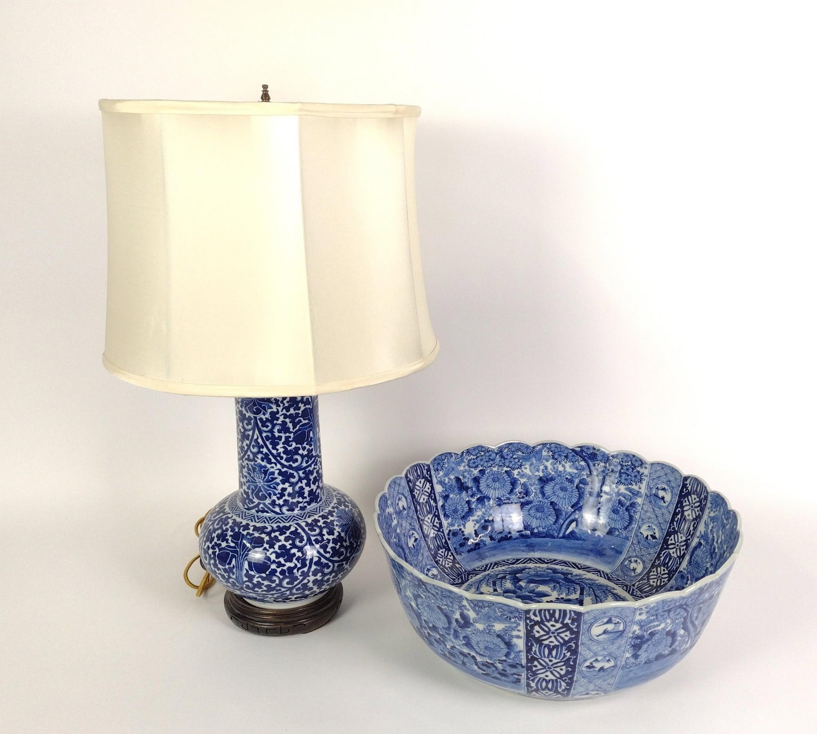 Blue & White Punch Bowl & Table Lamp (1 of 6)