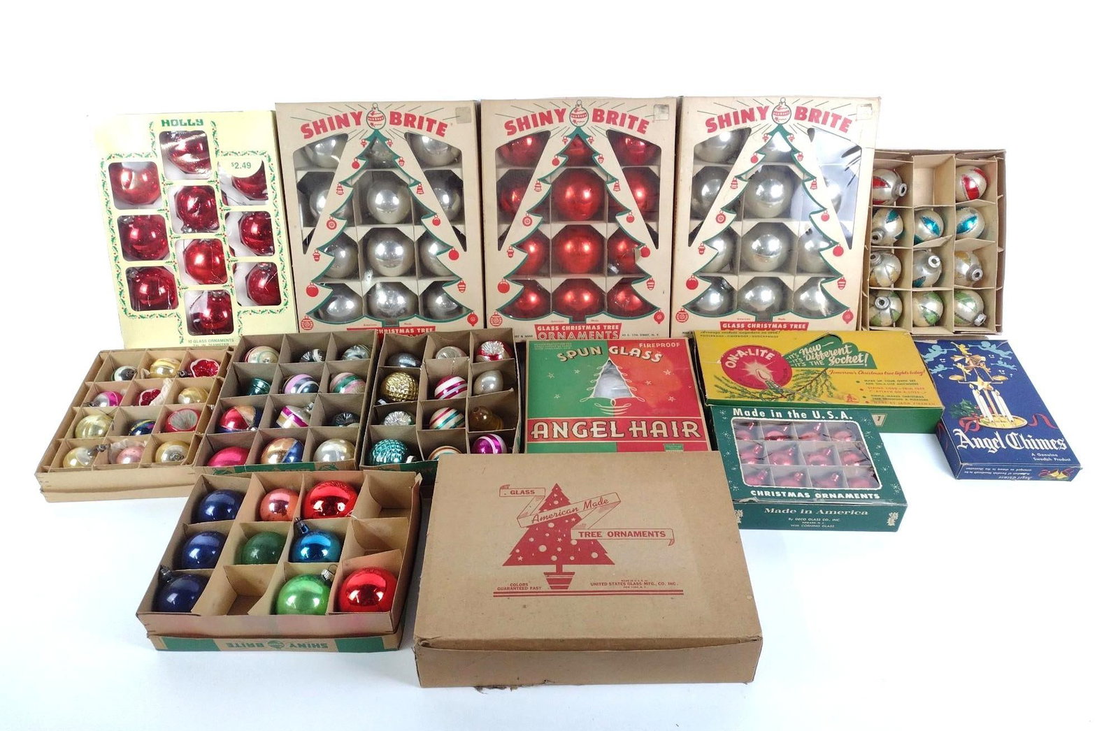 14 Boxes of Vintage Christmas Ornaments Incl. Shiny Brite & On-A-Lite (1 of 6)