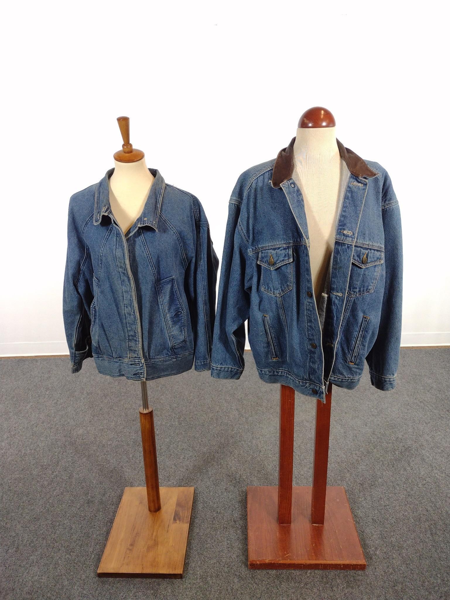 2 Vintage Jean Jackets: Shoulder to shoulder 17" to 20" wide. 