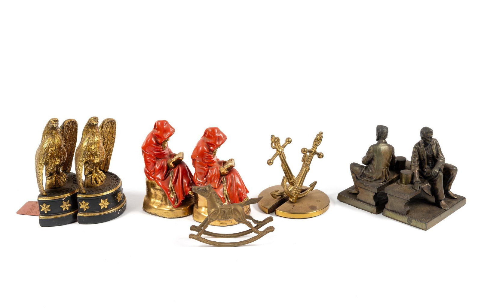 4 Sets of Bookends Incl. Marion Bronze Company: 5-1/4" to 6" wide x 5-1/4" to 8" high. 