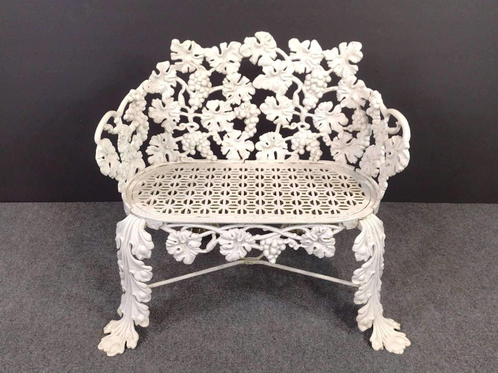 Cast Iron White Painted Grapevine Garden Bench (1 of 4)