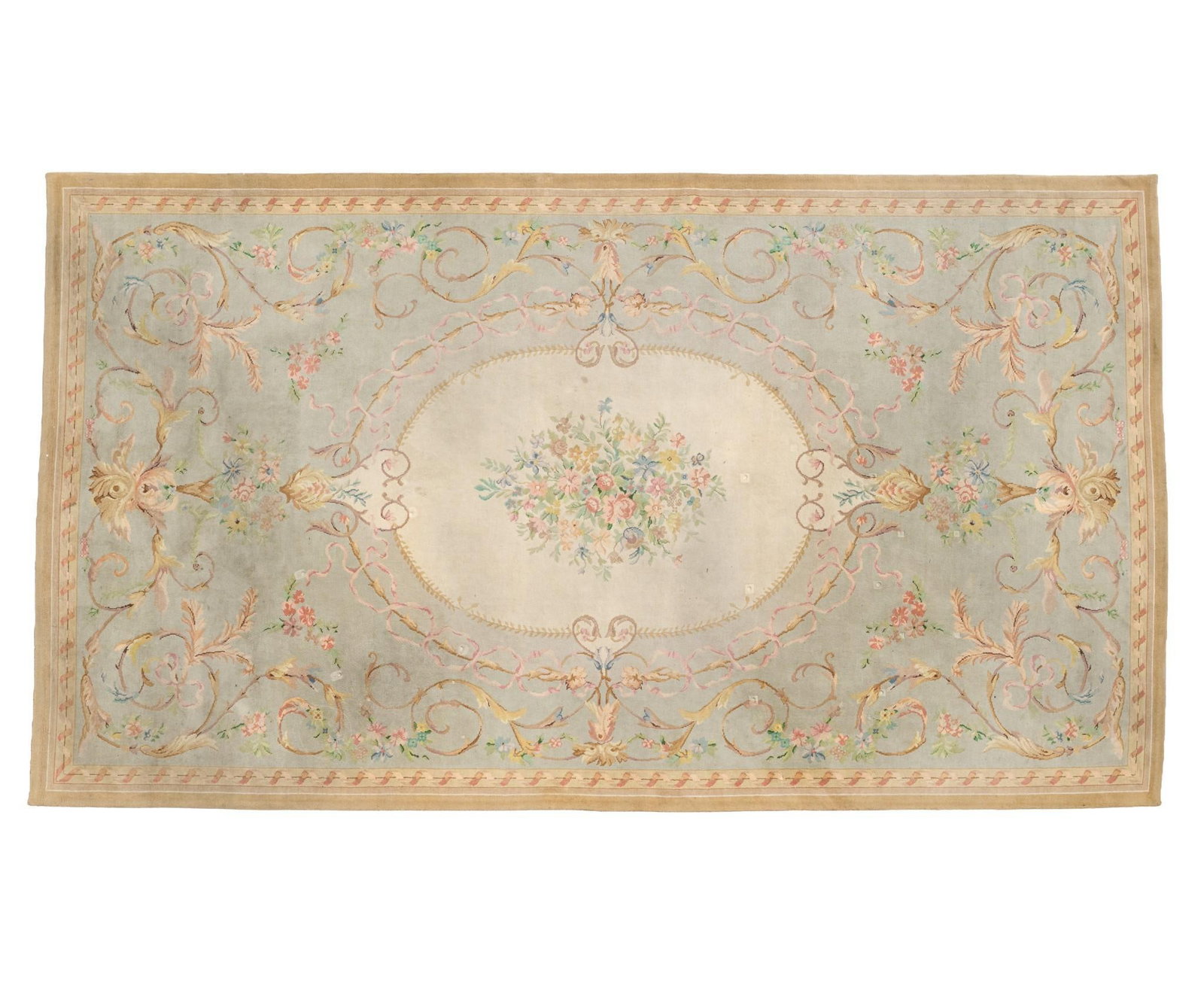Pancoast Spanish Wool Room Size Rug: 17'10" long X 10' wide. Has some areas of discoloring.