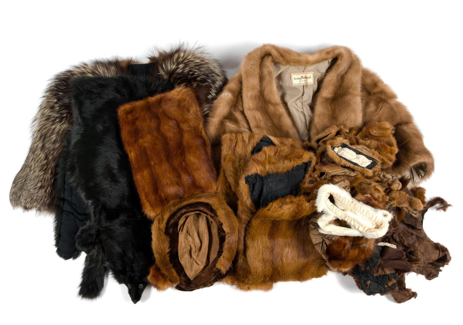 Mink Stoles, Fur Scarf & Real Fur Sewing Scraps: Stoles measure shoulder to shoulder 17-1/2" to 21" wide. 