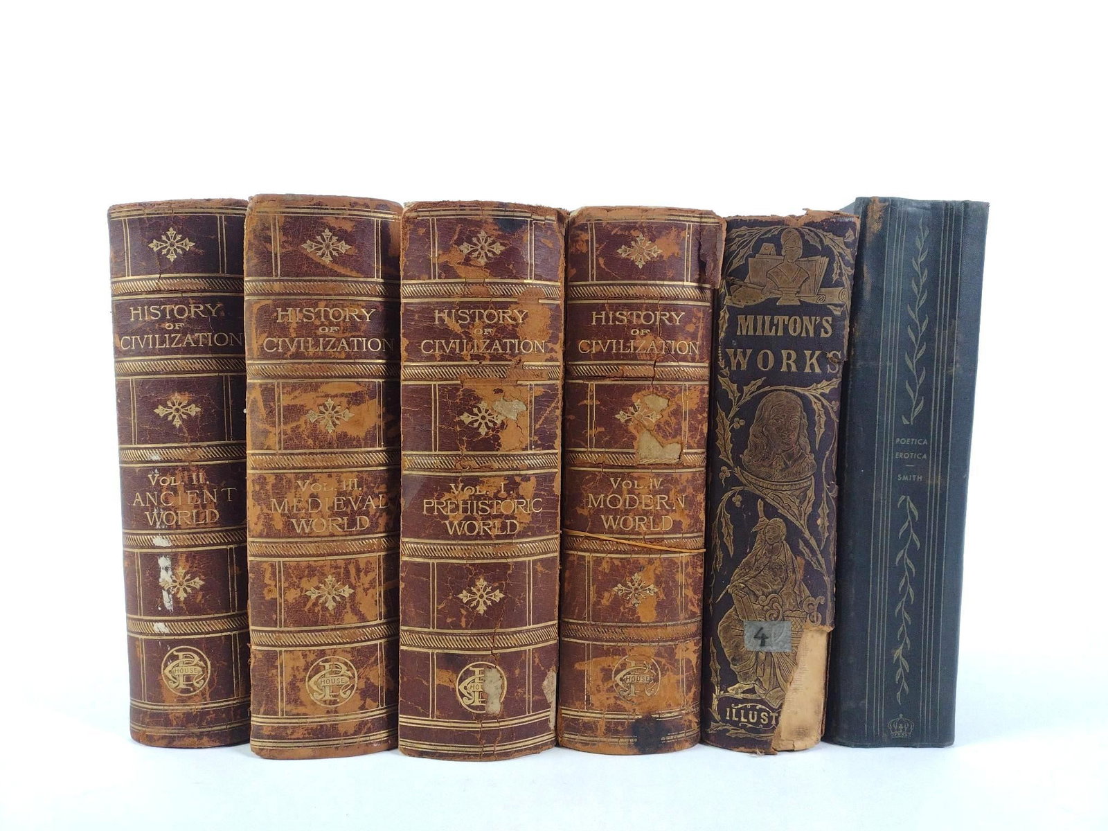 6 Antique Books Incl. History of Civilization Set (1 of 6)