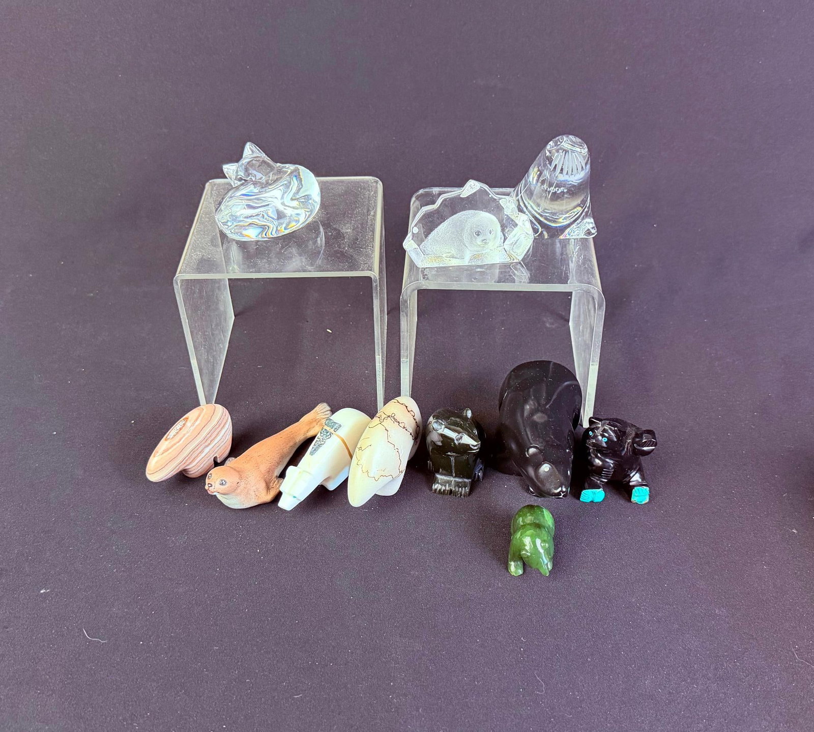 Ceramic, Stone & Signed Glass Animals Incl. Spode & Steuben (1 of 4)