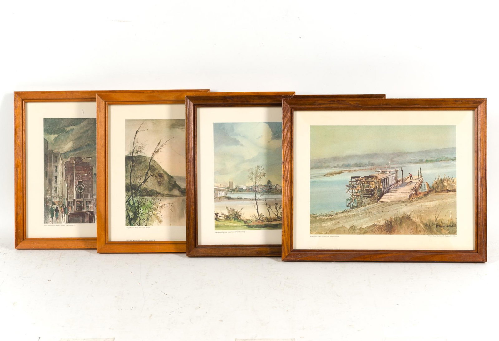4 Nick Ruggieri (1908–1996) Framed Prints: All measure 12-1/4" long x 15-3/8" wide. 