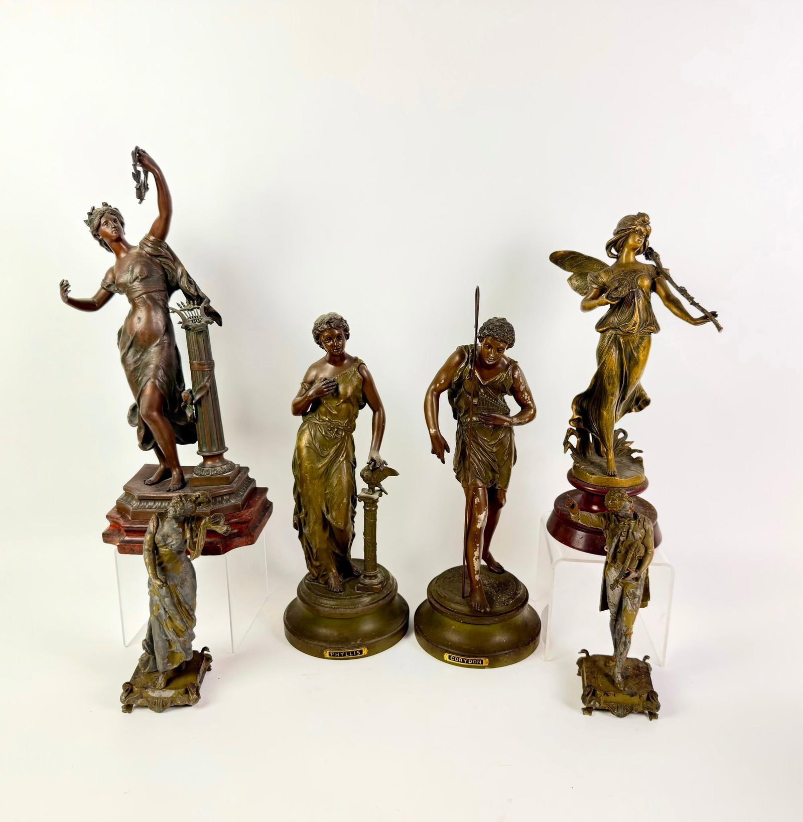 4 Spelter Metal Statues (1 of 3)
