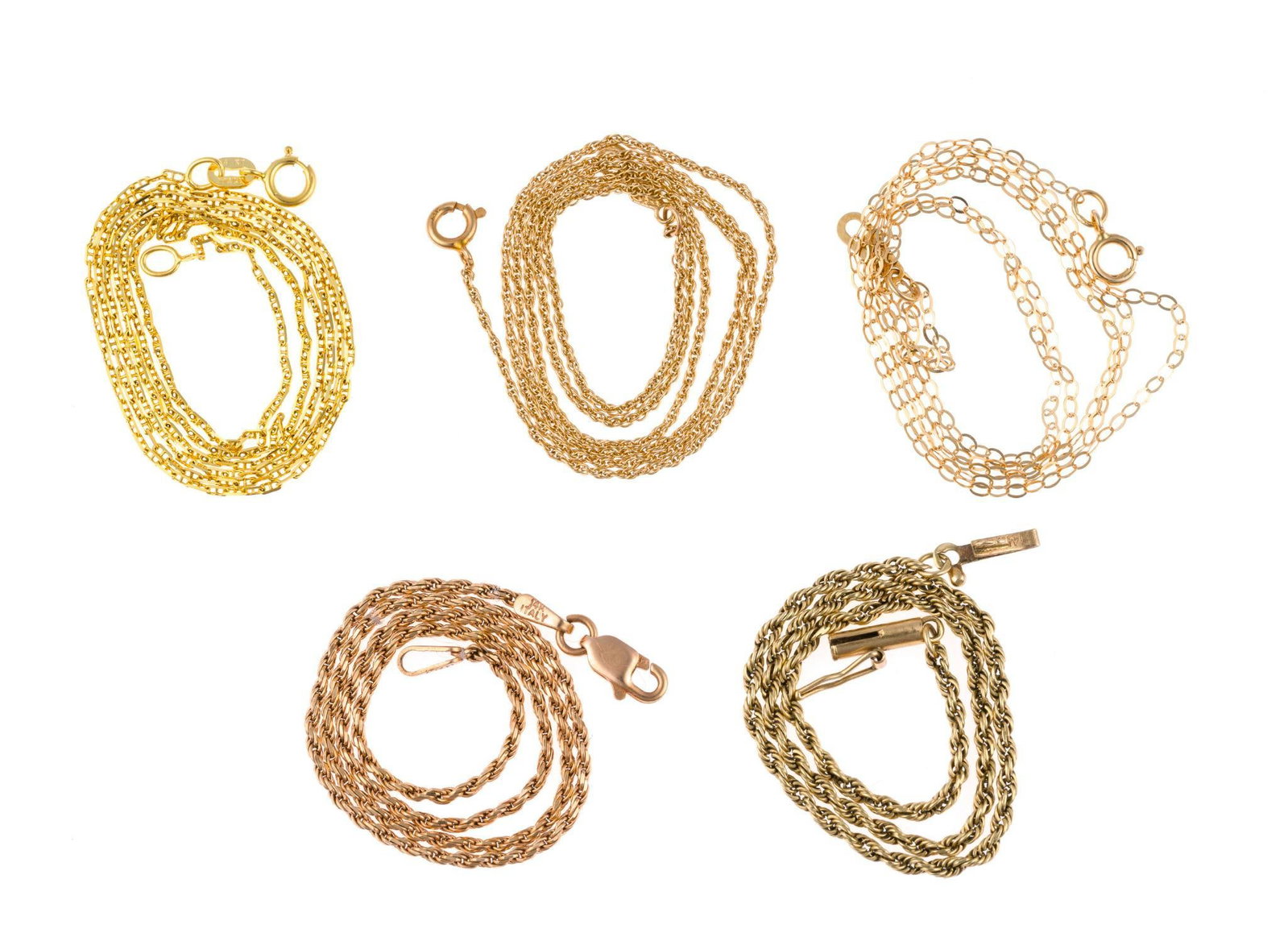 Five 14K Gold Chain Necklaces, Anklet, Bracelet (1 of 1)