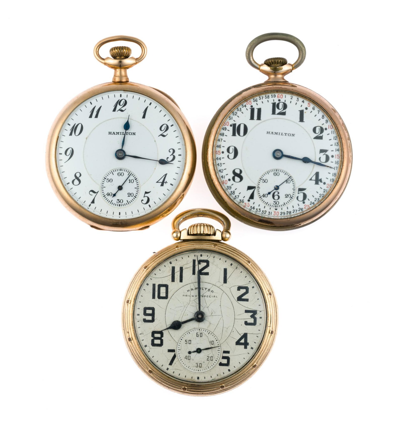 Three Hamilton Gold-Filled Pocket Watches 992B and 992 (1 of 10)