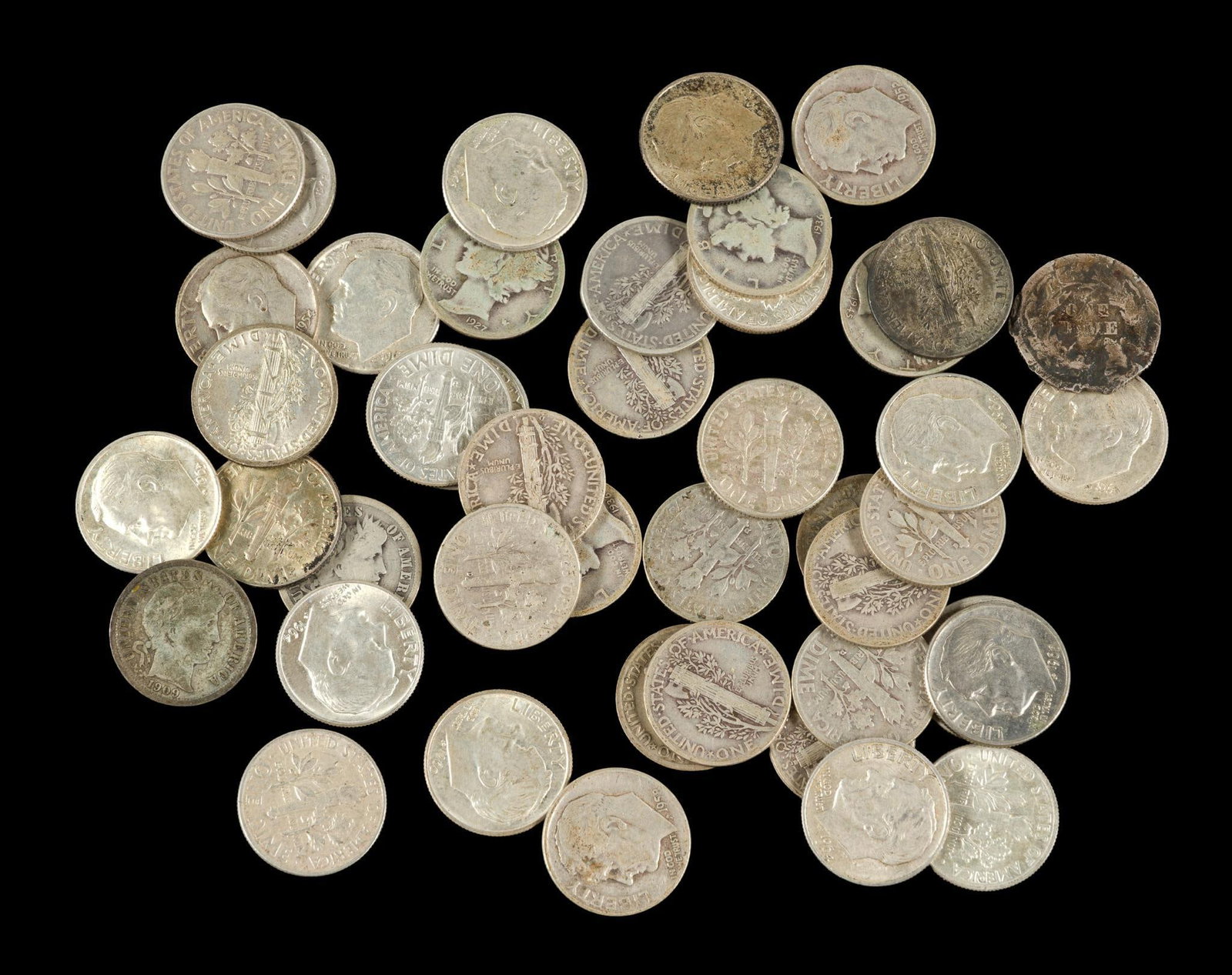 Silver Dimes Incl. Barber Mercury And Roosevelt (1 of 1)